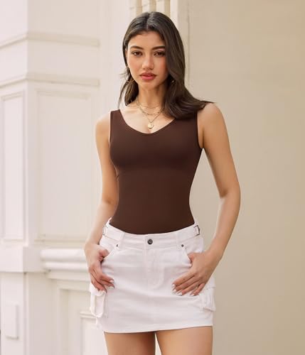 LODAY Shapewear Bodysuits for Women V Neck Tank Top Body Suits Thong - image 5