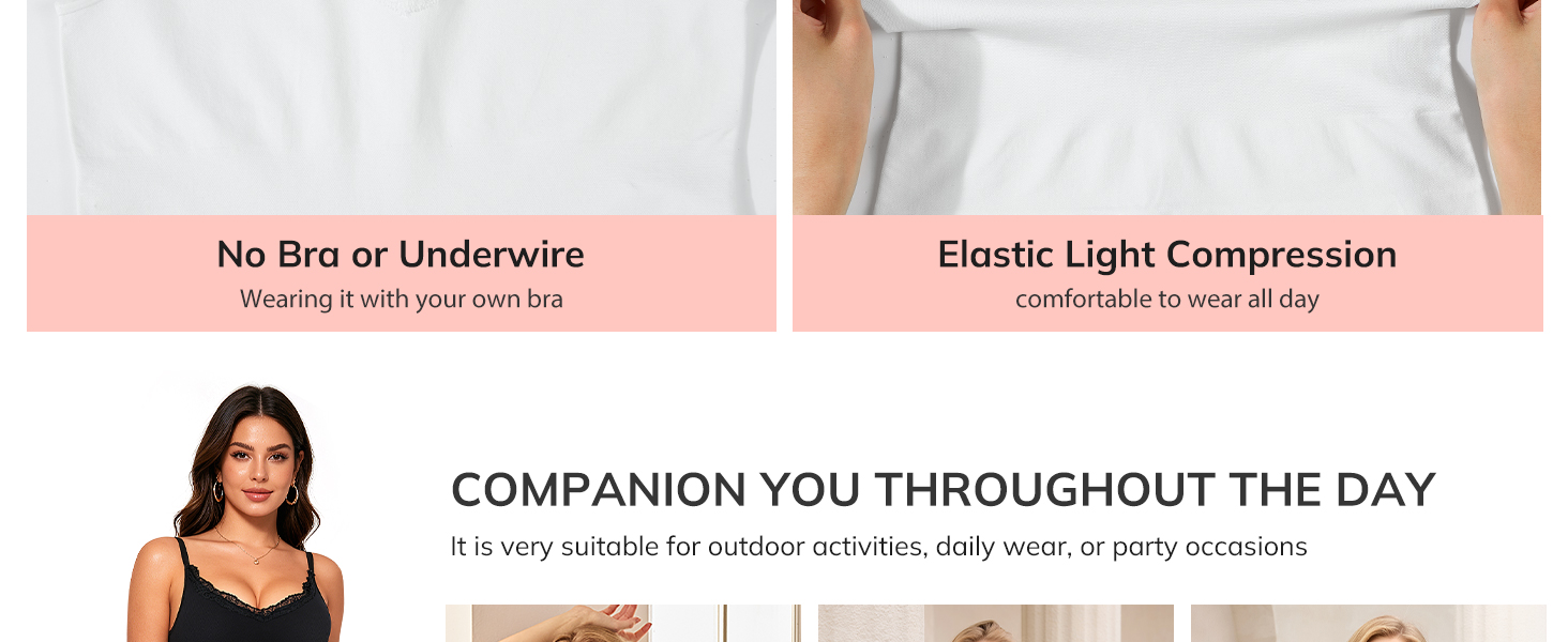 LODAY Compression Tanks for Women Shapewear Tummy Control Lace Camisole Top
