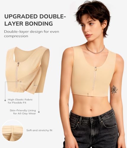 LODAY Chest Binder Ftm Binder Bra Transgender Front Zipper Compression - image 5