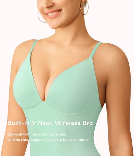 LODAY Shapewear Bodysuits for Women Deep V Neck Body Suit with Built in - image 3