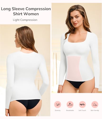 LODAY Tummy Control Shapewear Tank Top Square Neck Long Sleeve Top - image 6