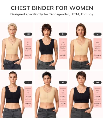 LODAY Chest Binder Ftm Binder Bra Transgender Front Zipper Compression - image 8