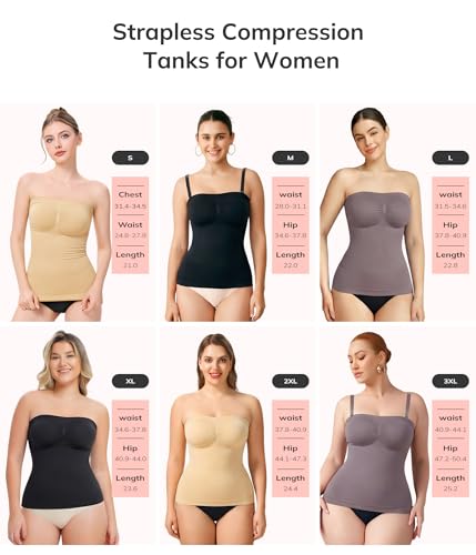 LODAY Strapless Shapewear for Women Compression Tank Top Tummy Control - image 7