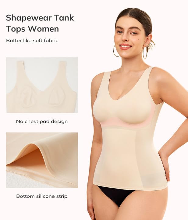 LODAY Compression Tanks for Women Shapewear Tummy Control V Neck Tank - image 3