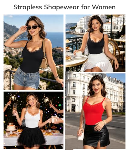 LODAY Compression Tanks for Women Shapewear Tummy Control Lace Camisole - image 6