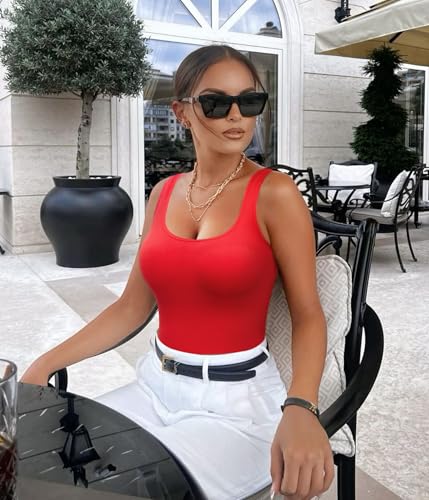 LODAY Bodysuits for Women Scoop Neck Body Suits Slim Fit Double Lined - image 6