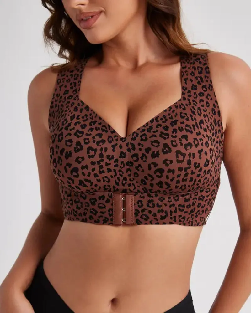 Cross Back Front Closure Wireless Posture Support Bra