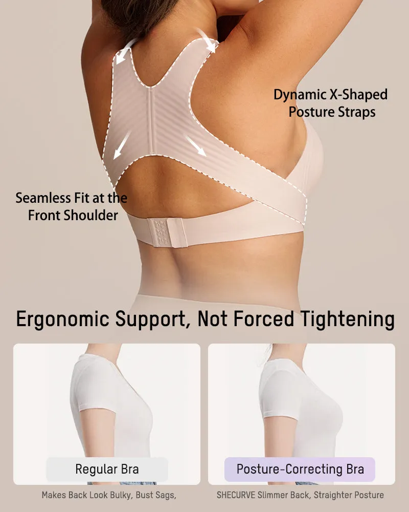 Cross Back Front Closure Wireless Posture Support Bra