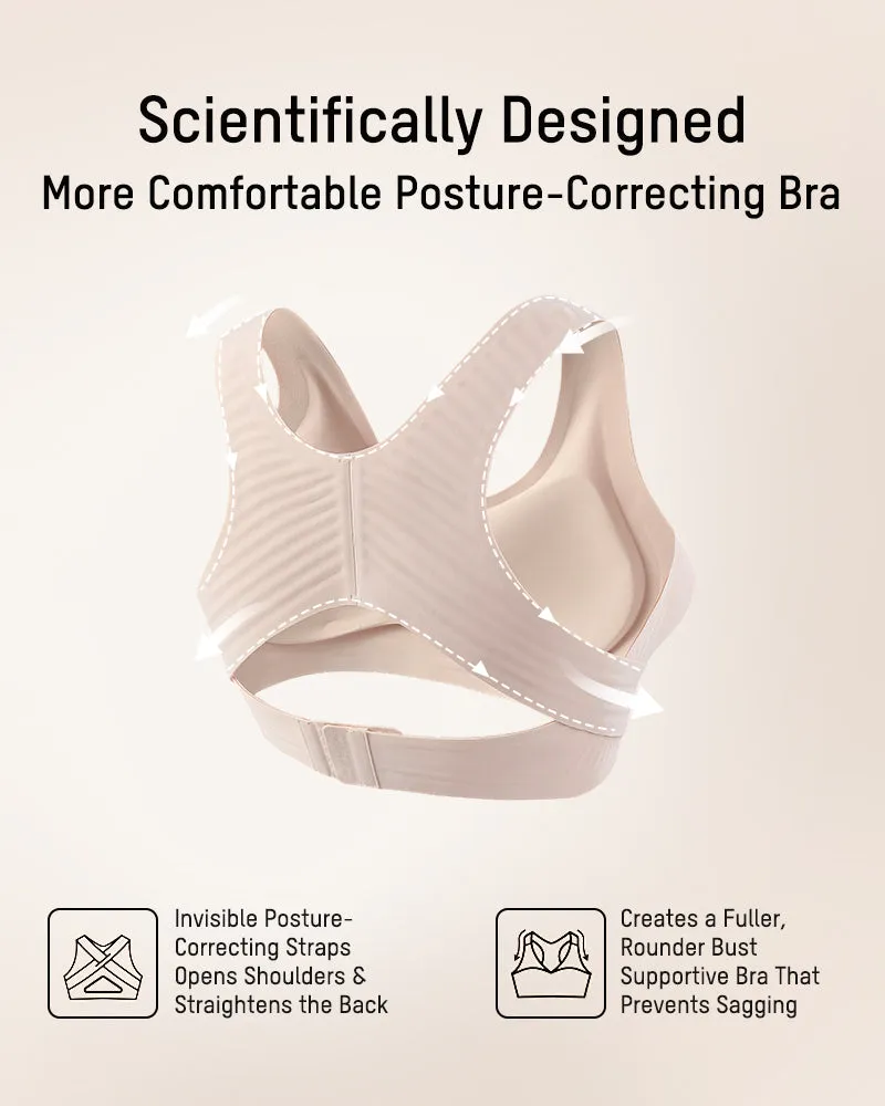 Cross Back Front Closure Wireless Posture Support Bra