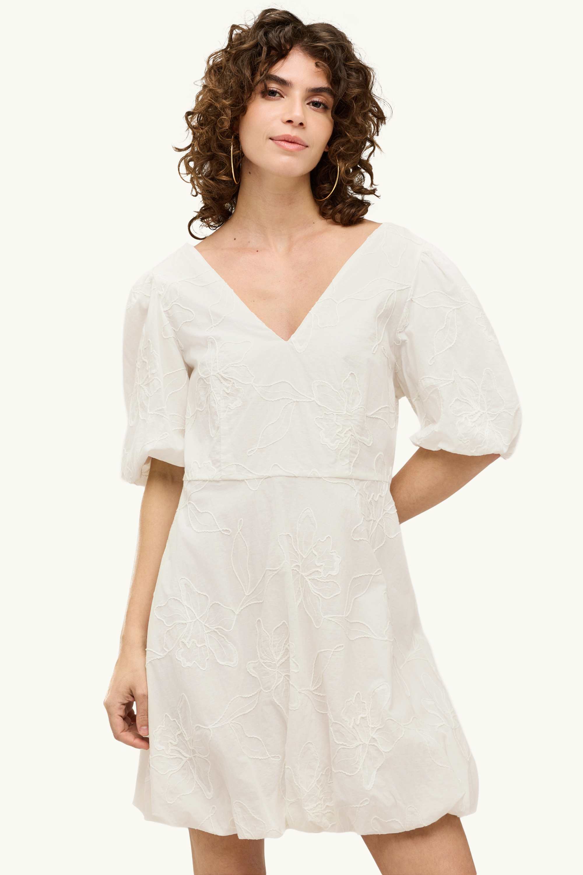 V-neck dress - floral white