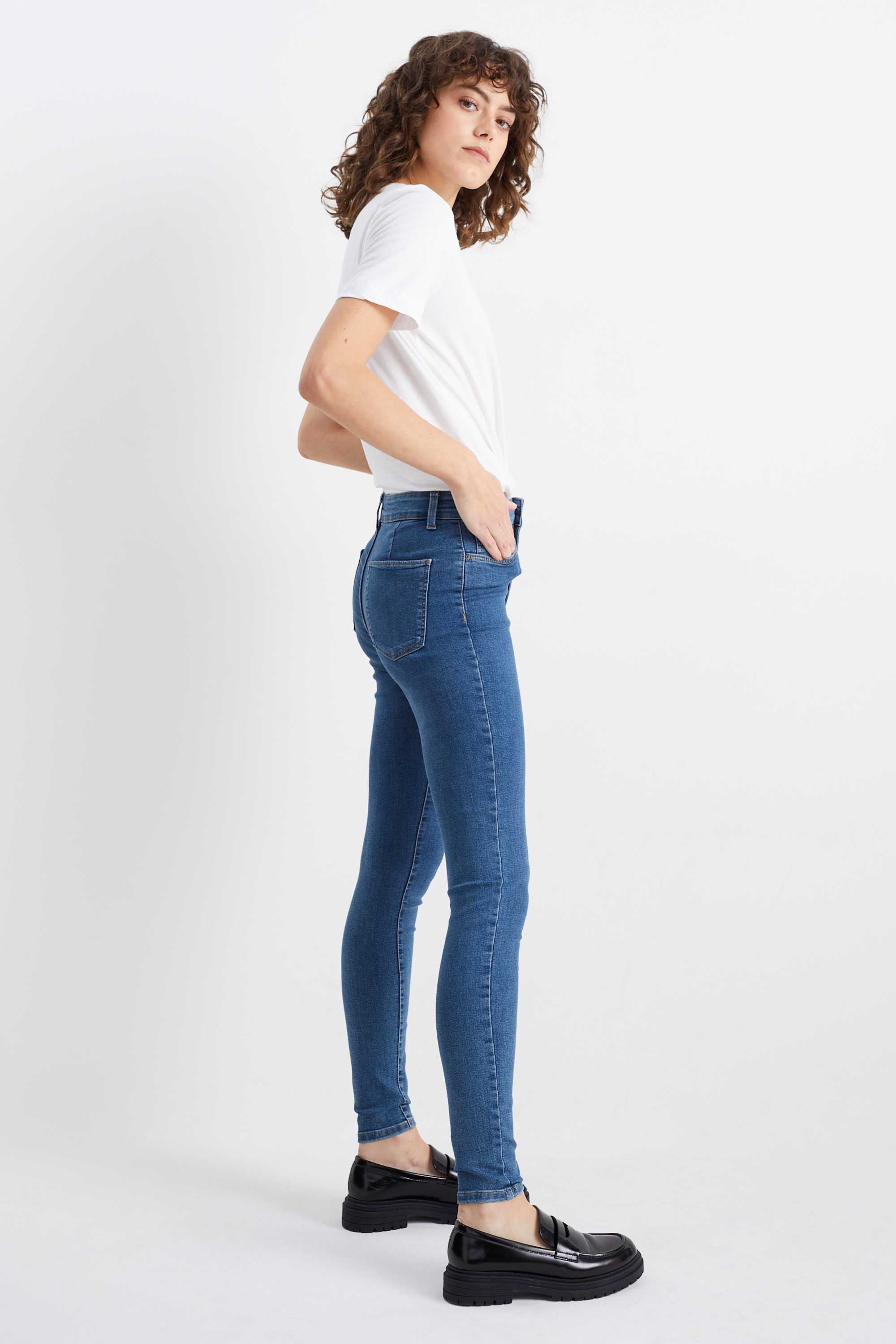 Jegging jeans - high waist blue denim