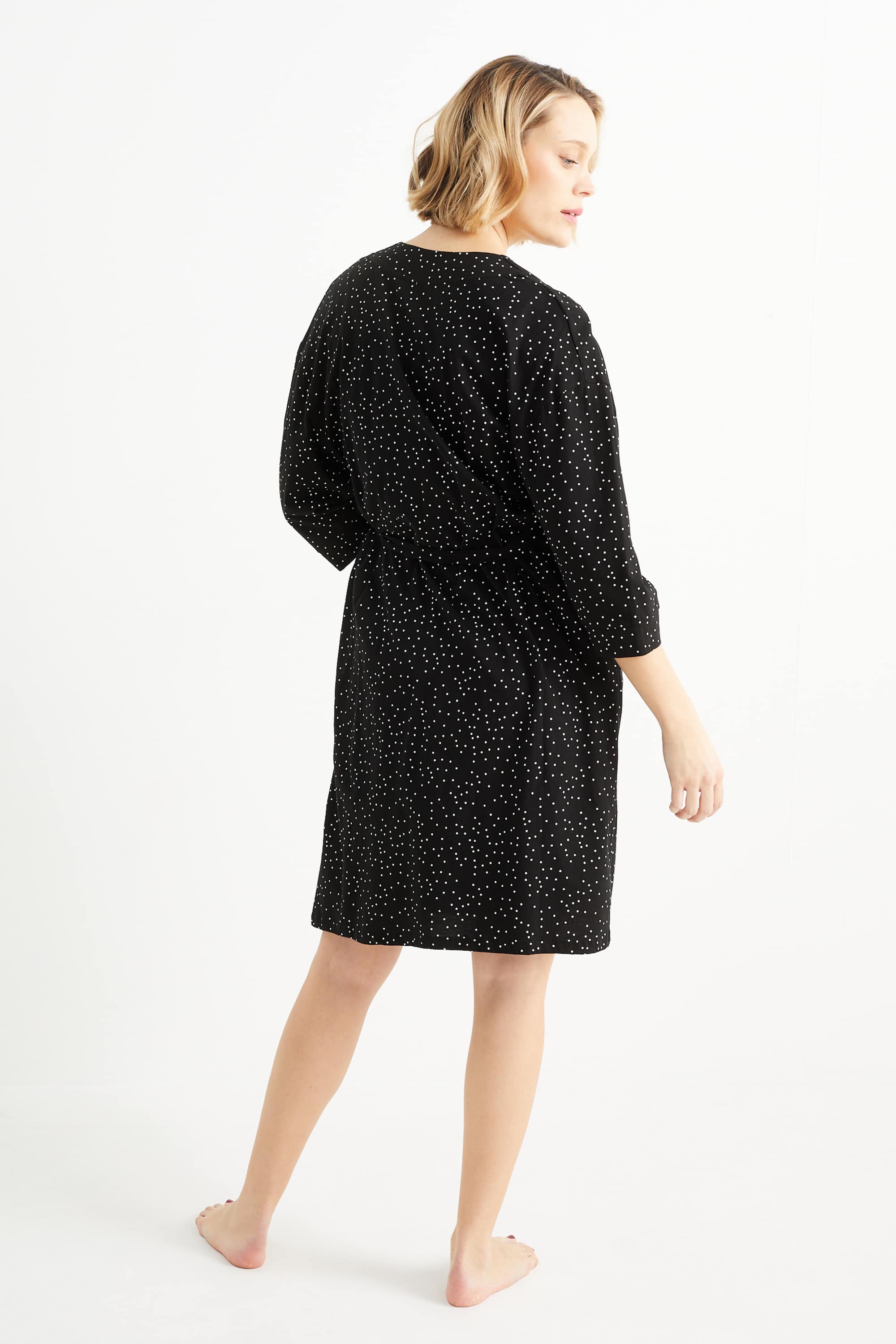 Set - nursing nightdress and dressing gown - 2 piece black