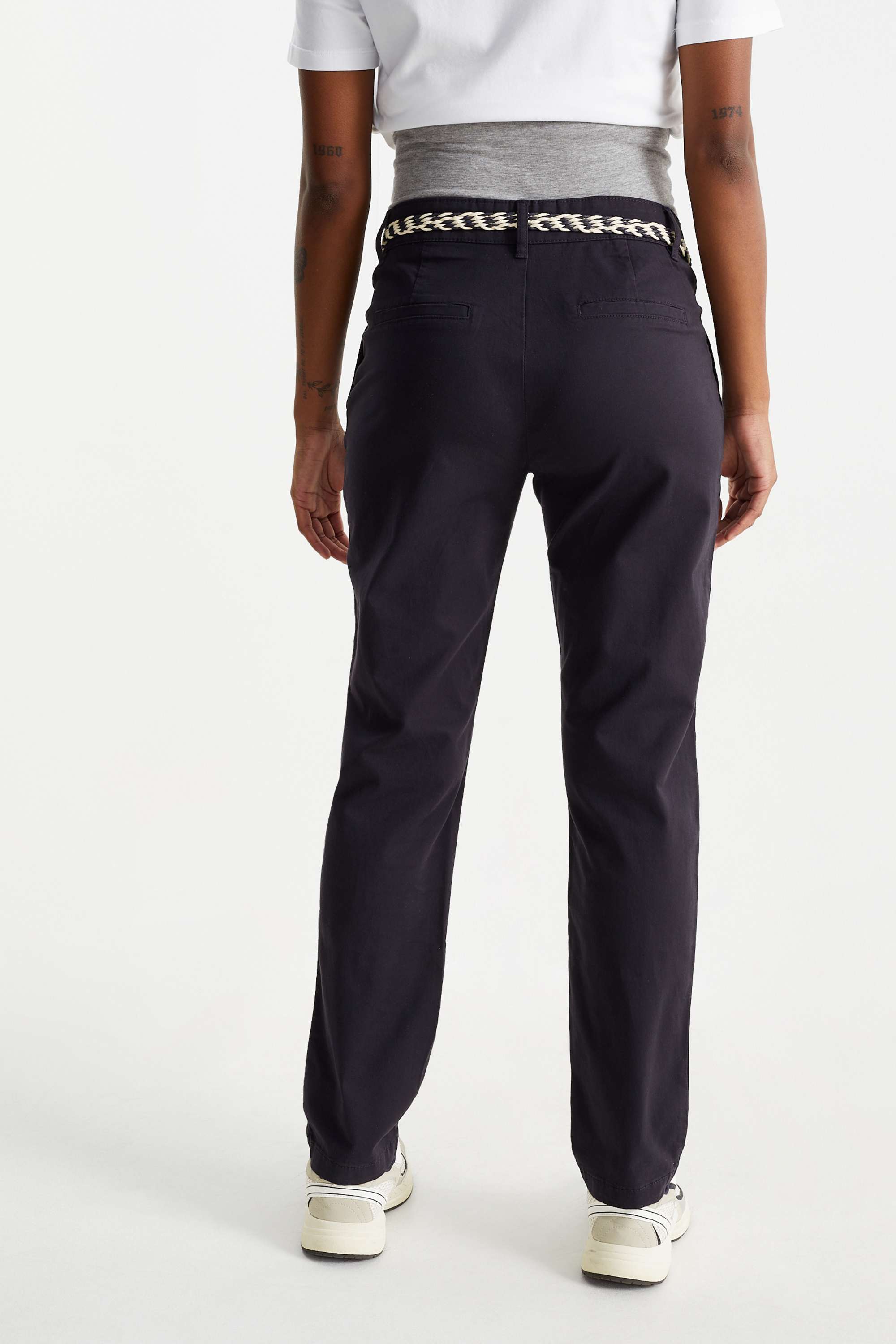 Maternity chinos with belt - slim fit dark blue