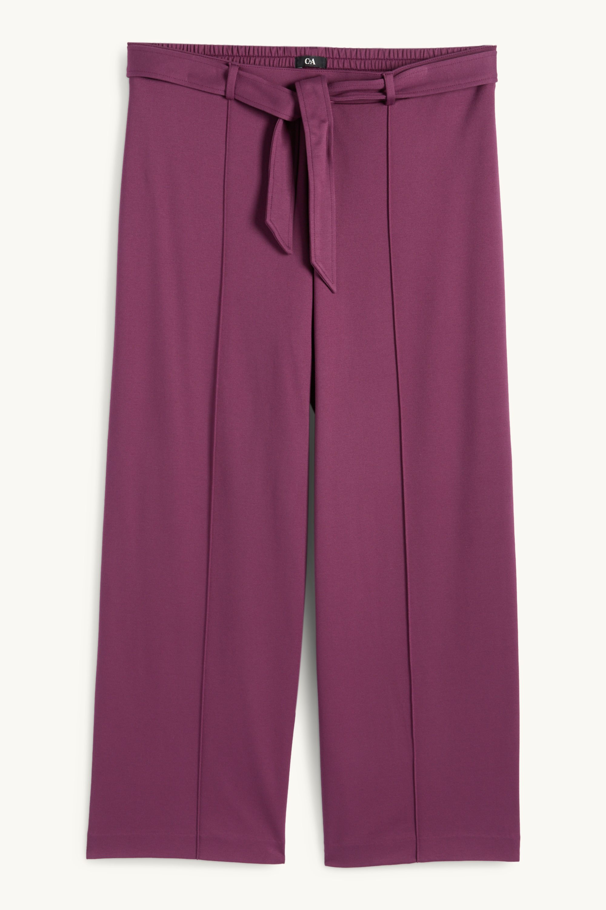Jersey trousers - mid-rise waist - flared fit purple
