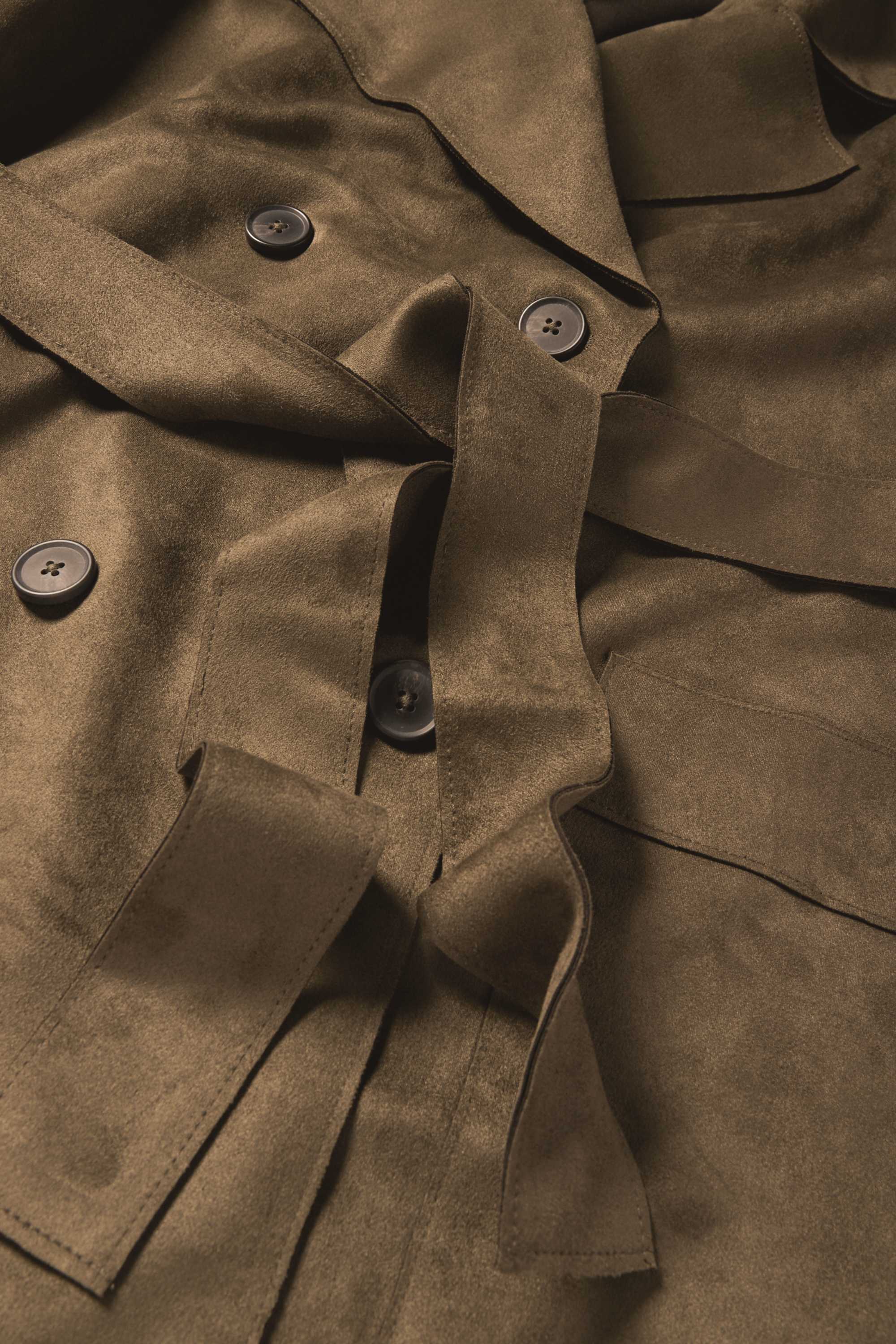 Trench coat - faux suede khaki