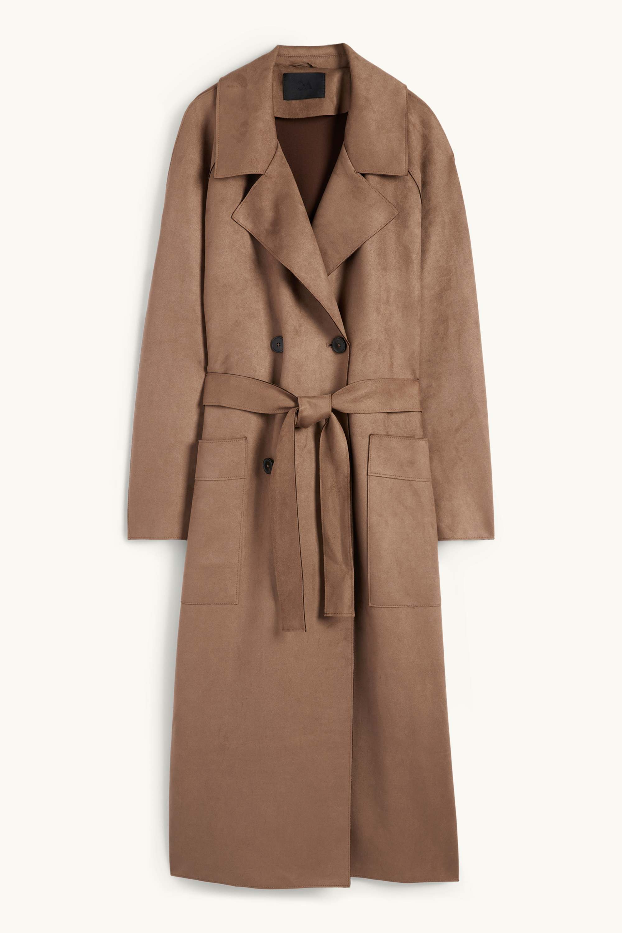 Trench coat - faux suede brown