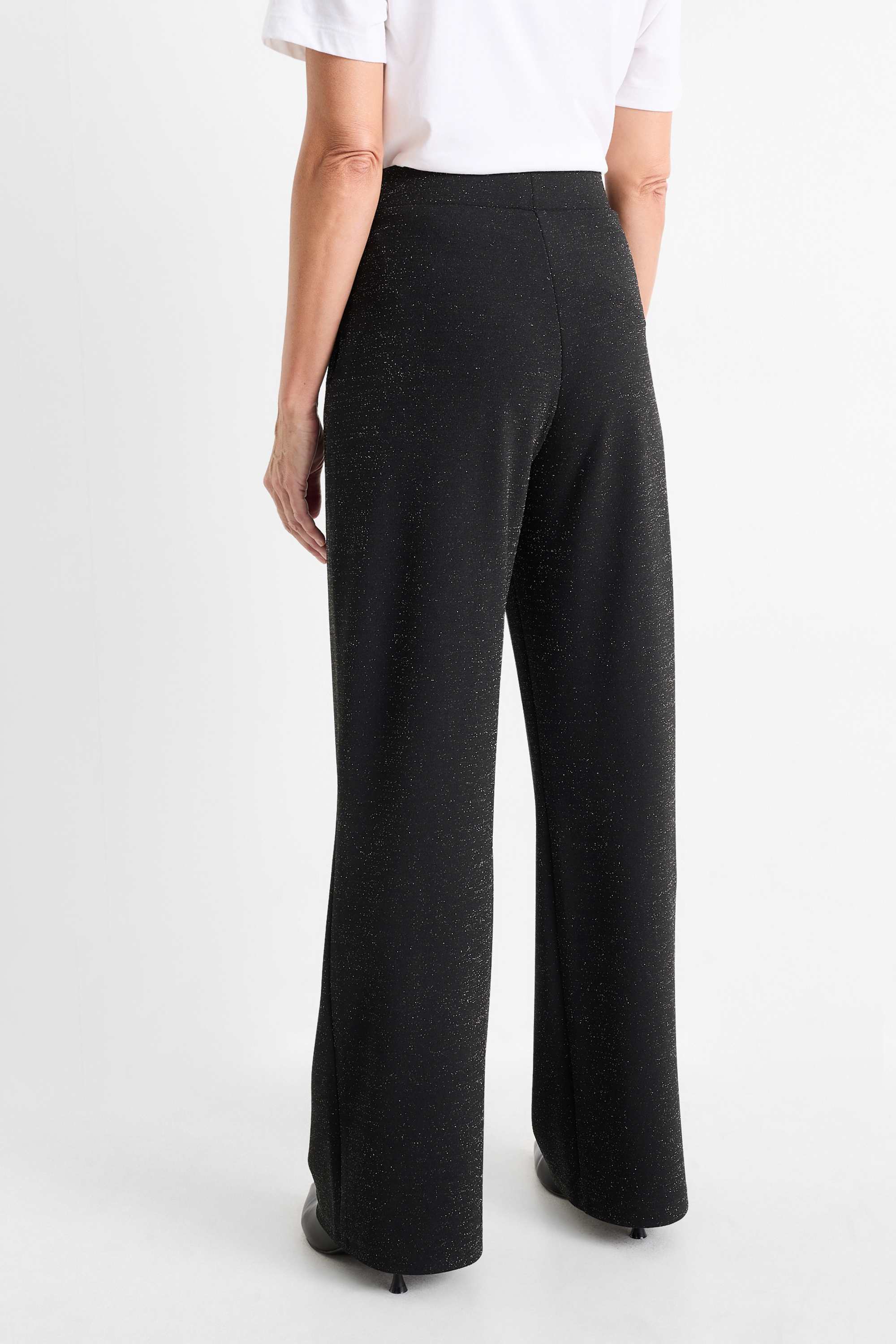 Jersey trousers - mid-rise waist - wide leg black
