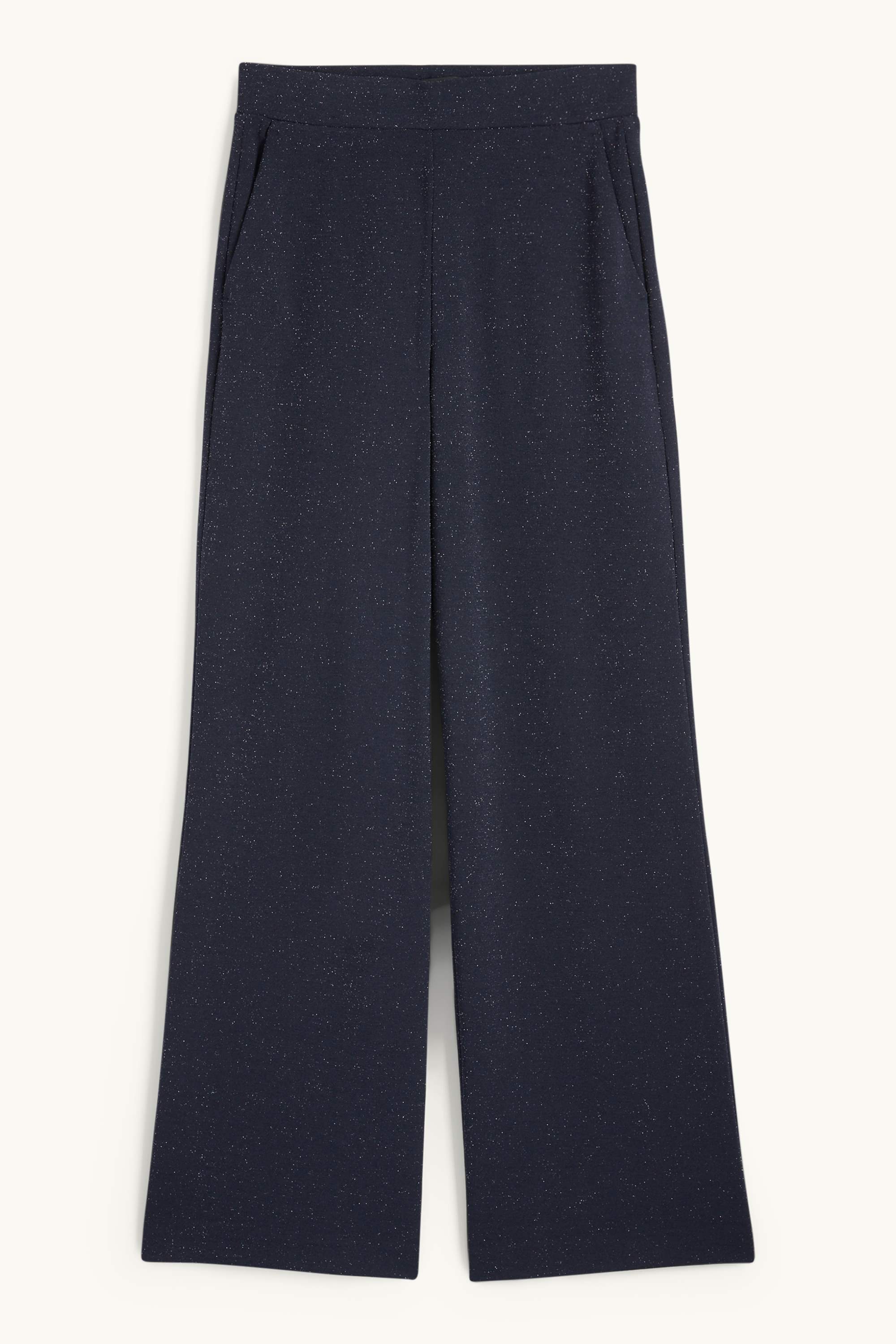 Jersey trousers - mid-rise waist - wide leg dark blue