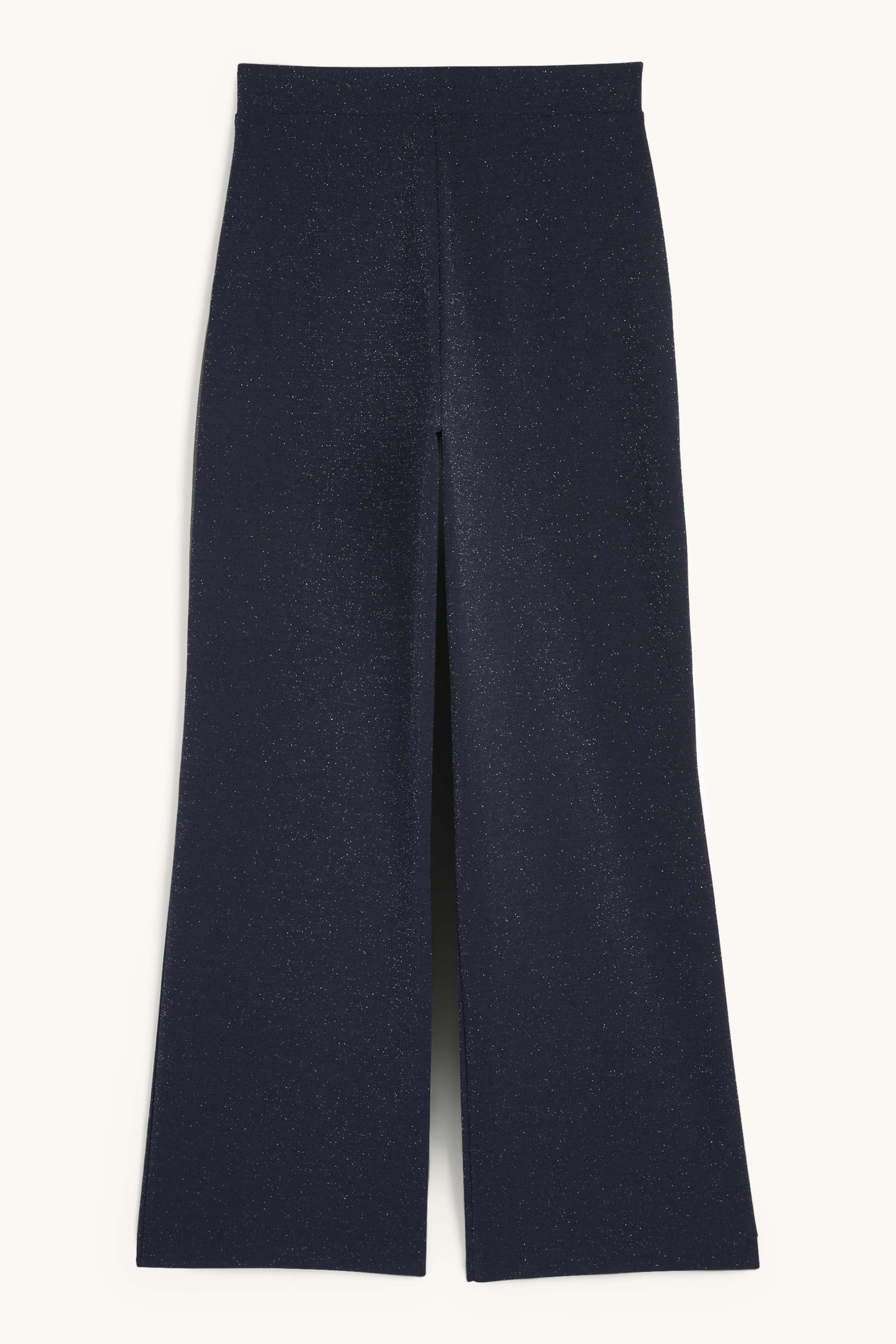 Jersey trousers - mid-rise waist - wide leg dark blue