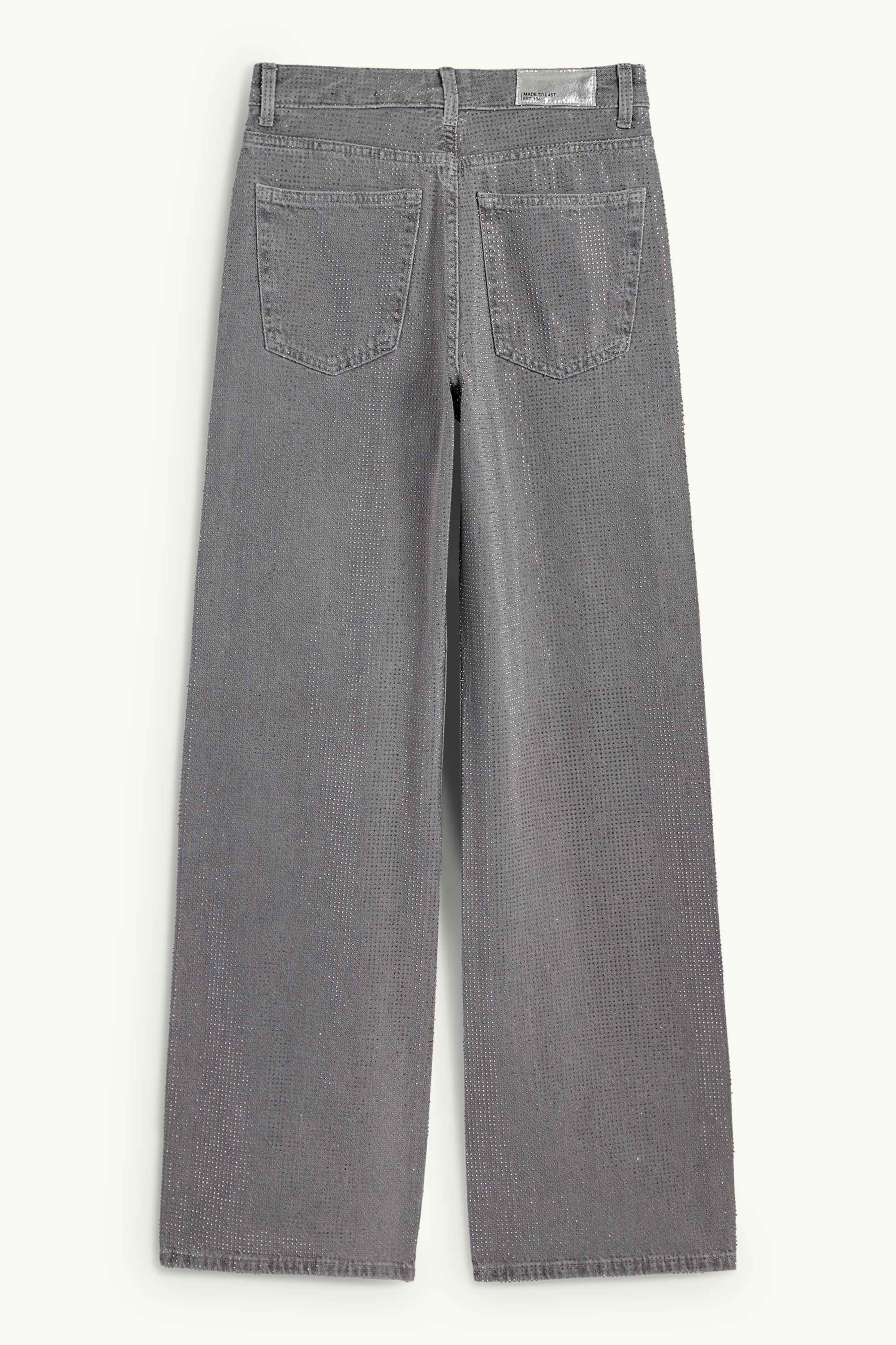 Loose fit jeans with rhinestones - high waist gray