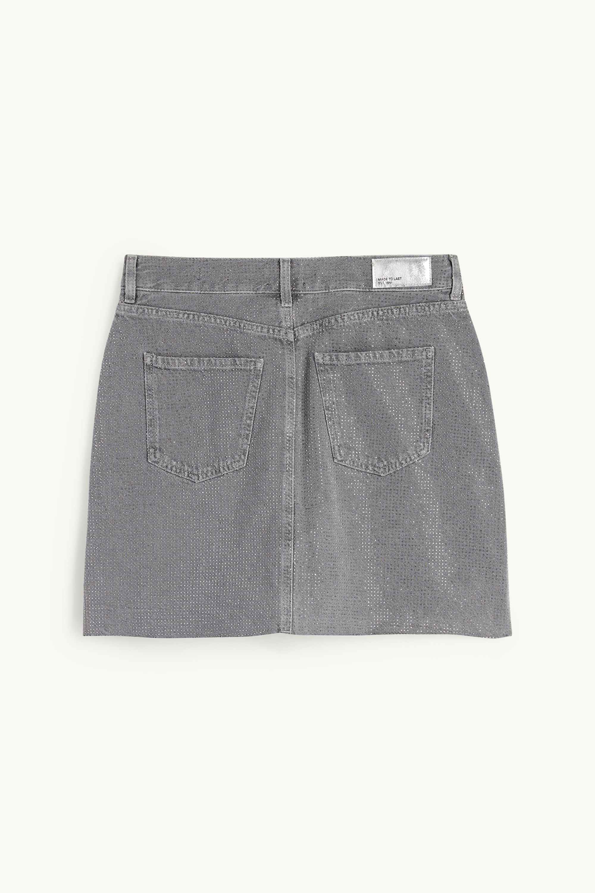 Denim miniskirt with rhinestones denim-gray