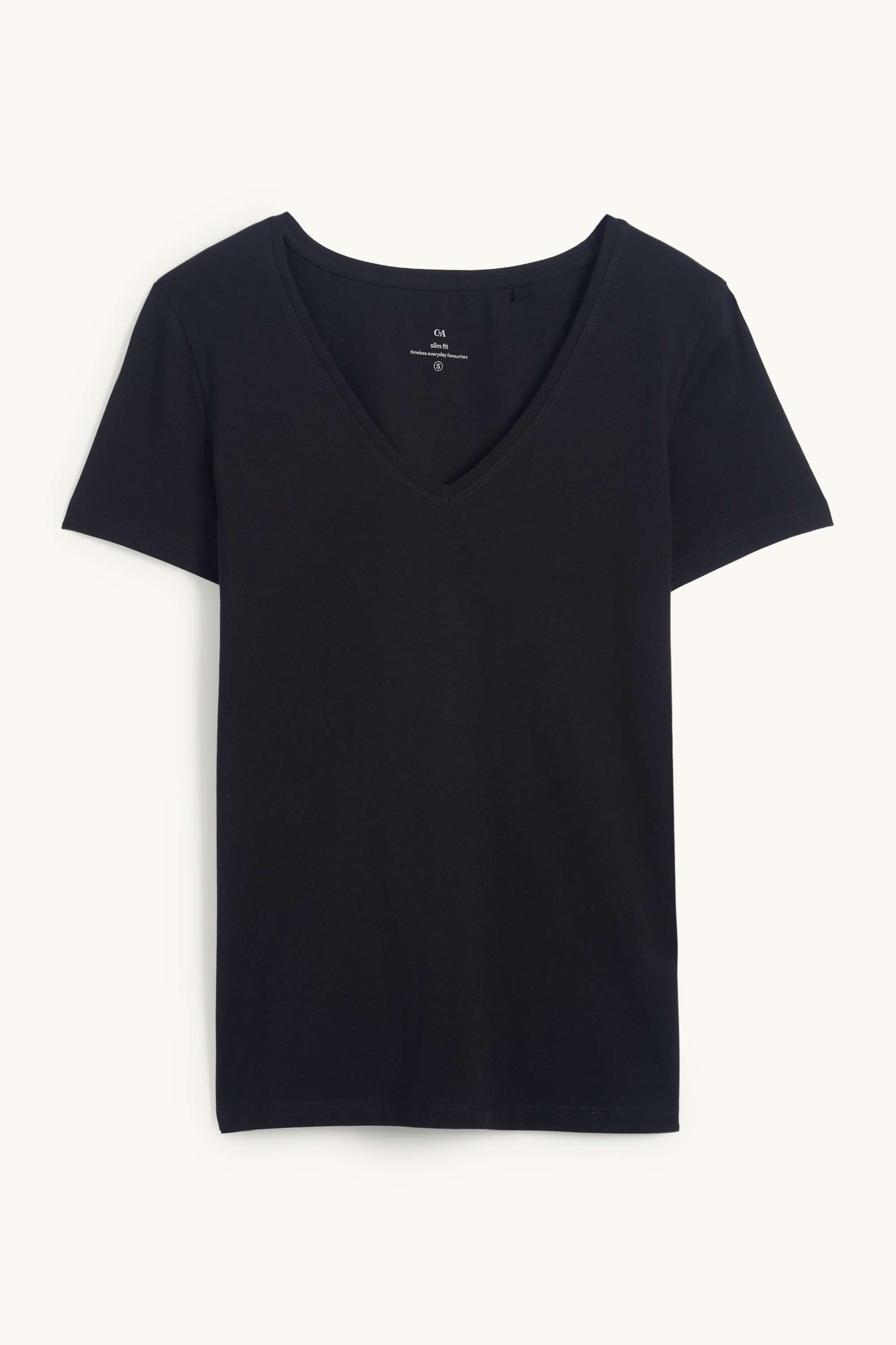 V-neck T-shirt - slim fit black