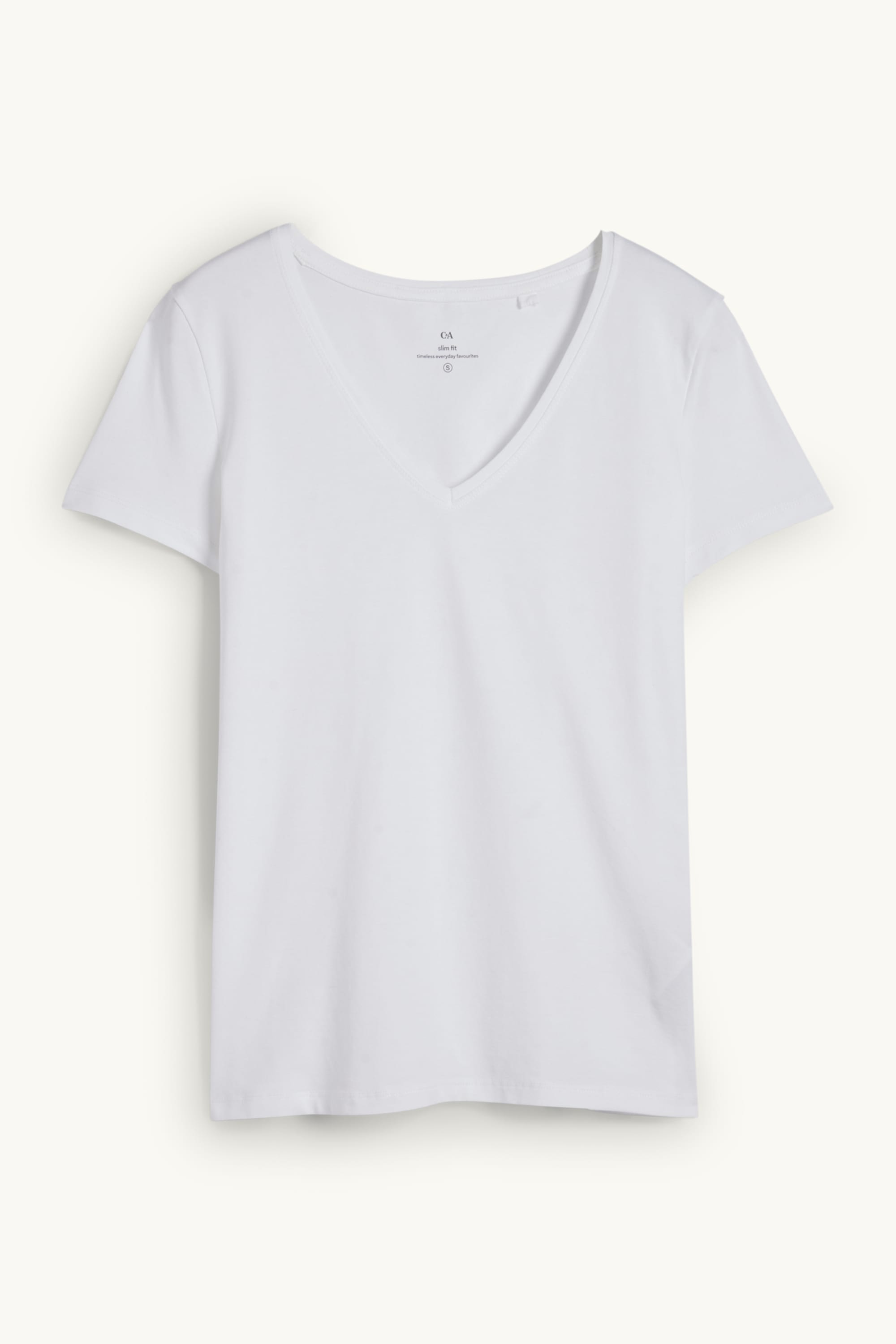 V-neck T-shirt - slim fit white