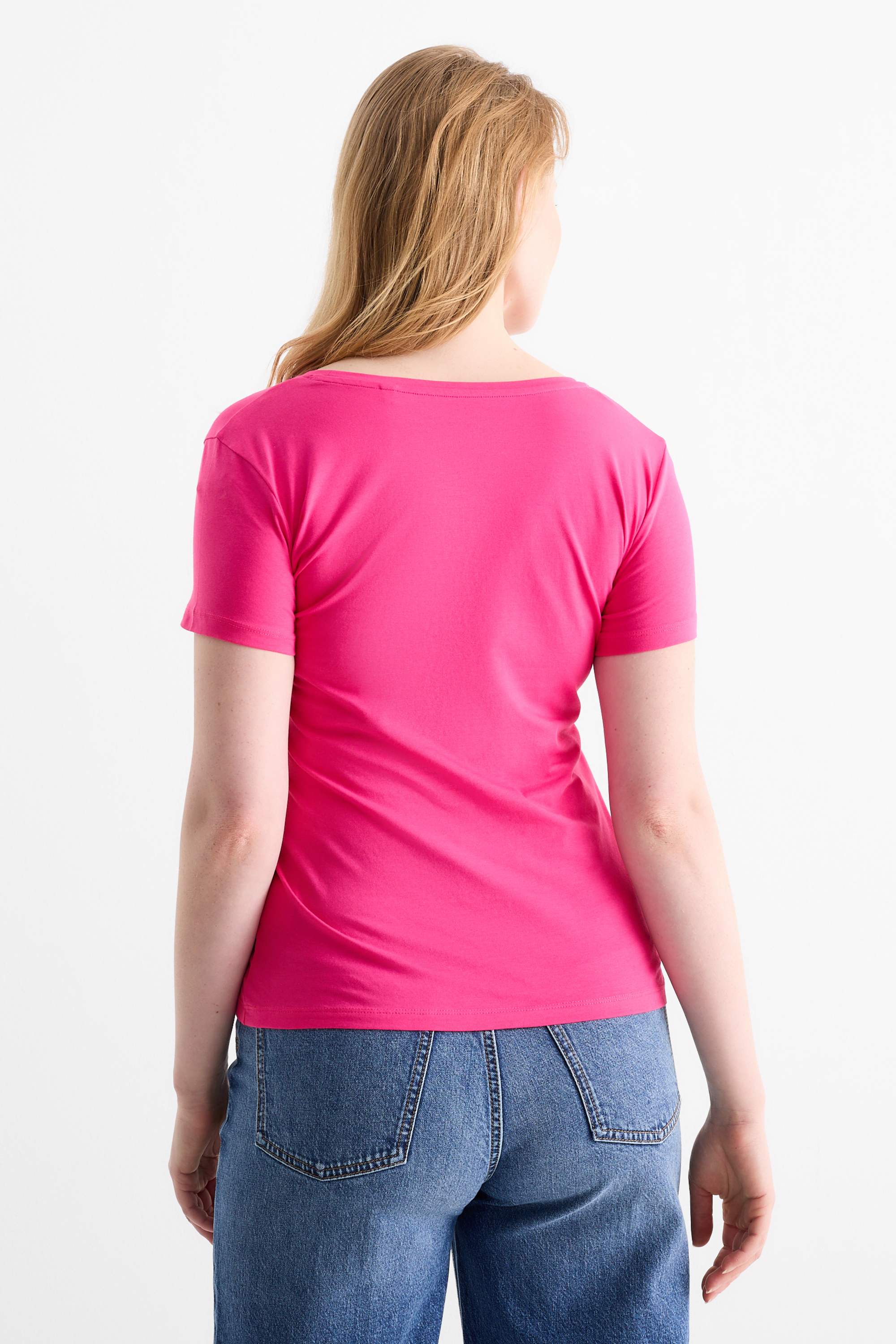 V-neck T-shirt - slim fit pink