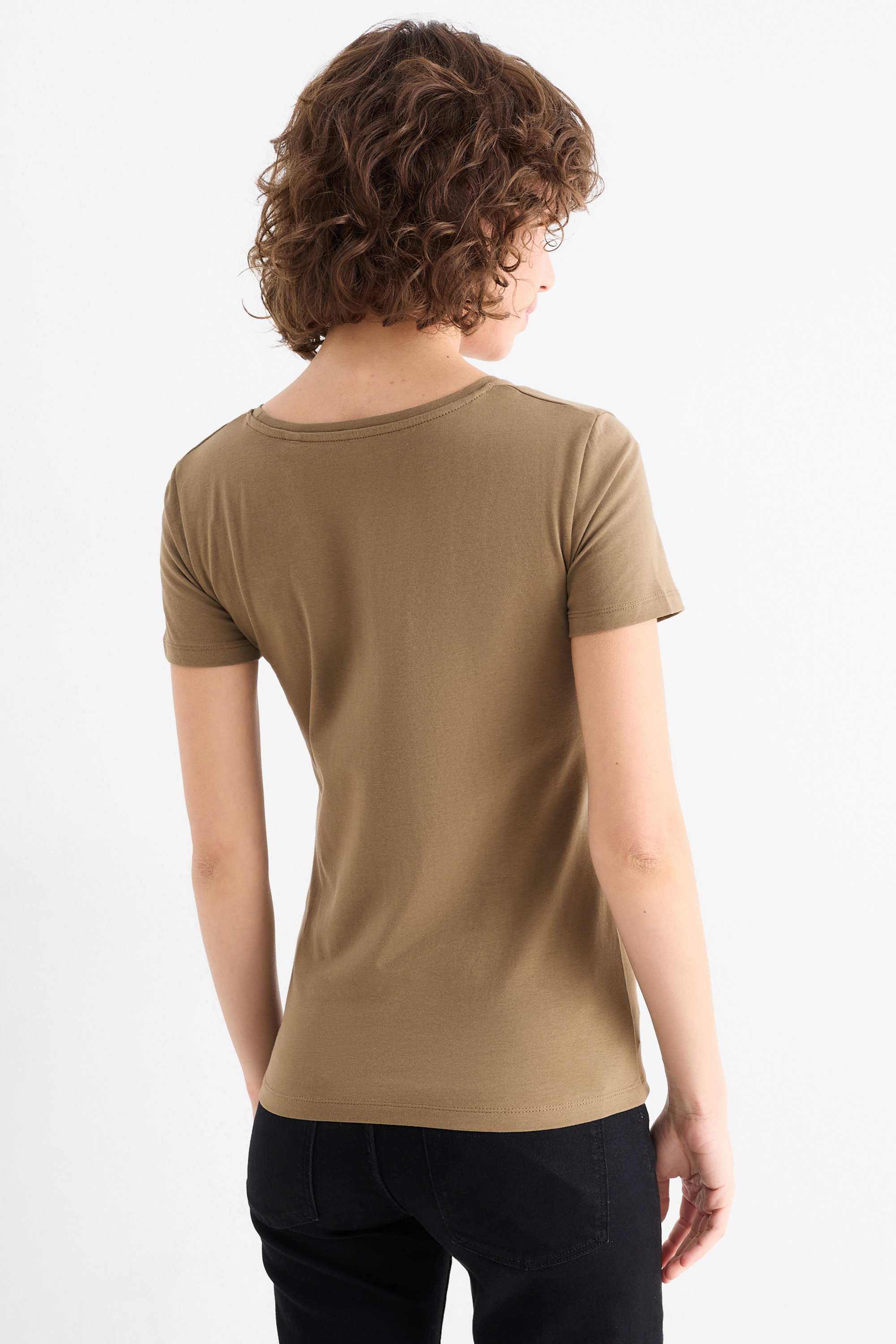 V-neck T-shirt - slim fit khaki