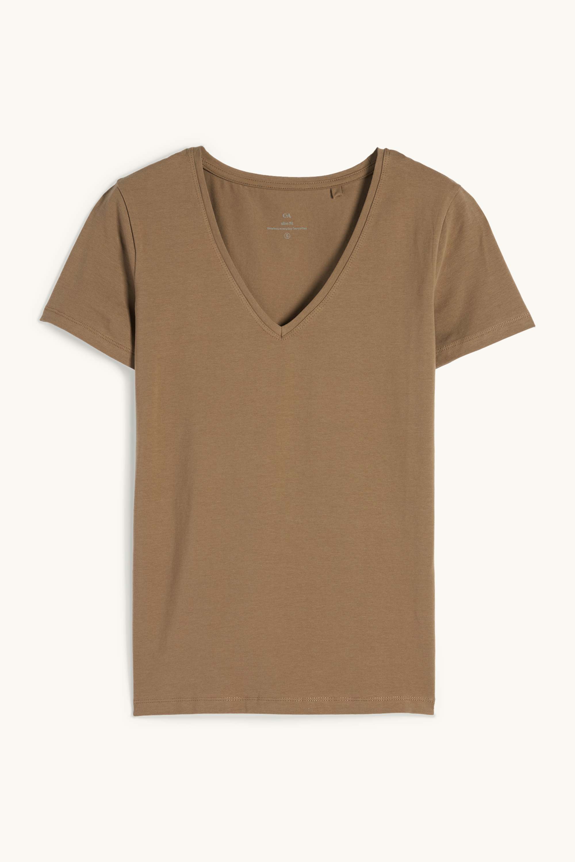 V-neck T-shirt - slim fit khaki