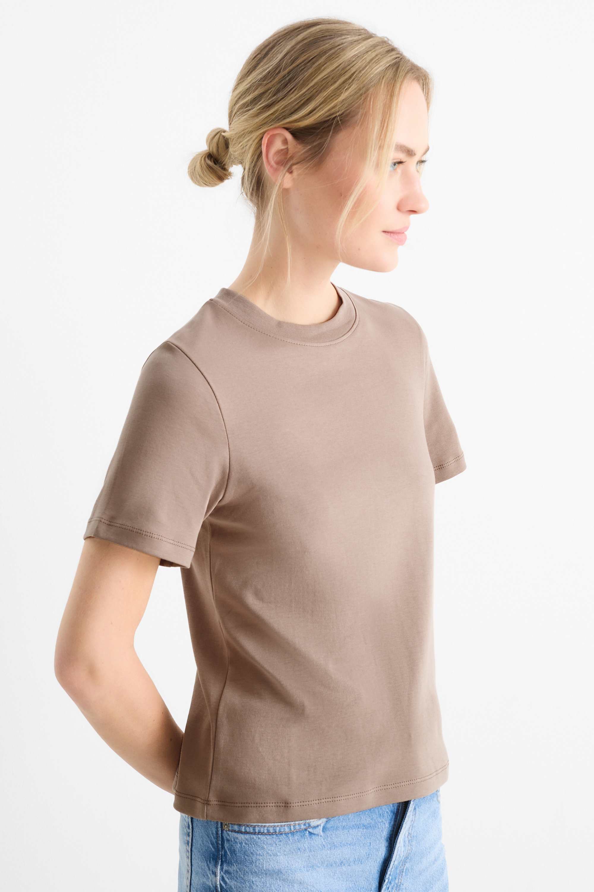 T-shirt - slim fit light brown
