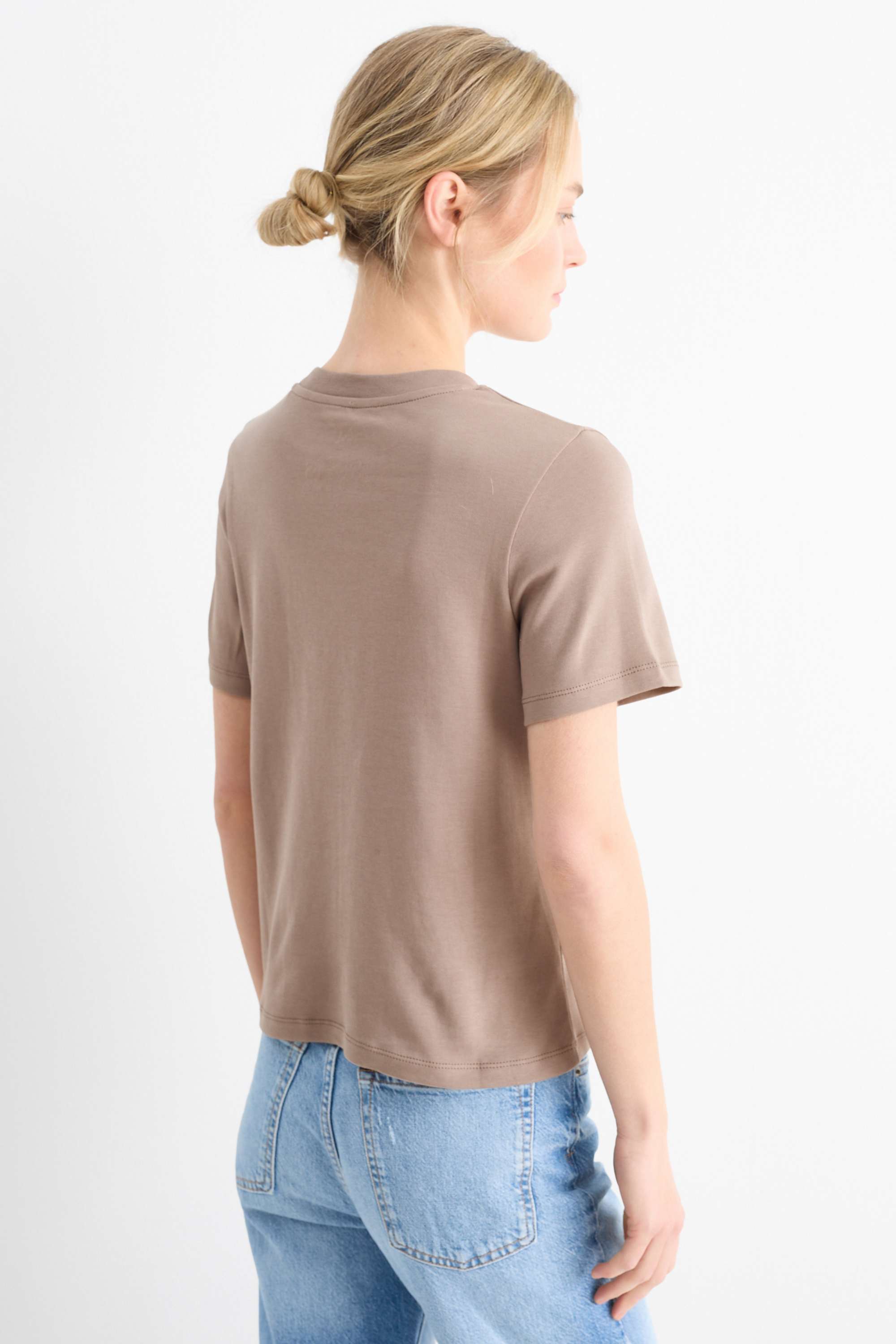 T-shirt - slim fit light brown