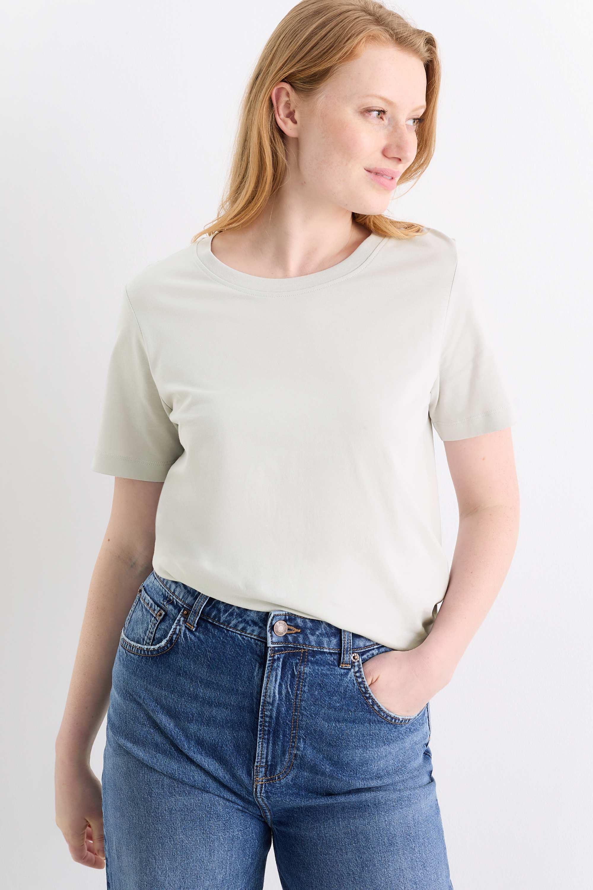 T-shirt - regular fit light gray
