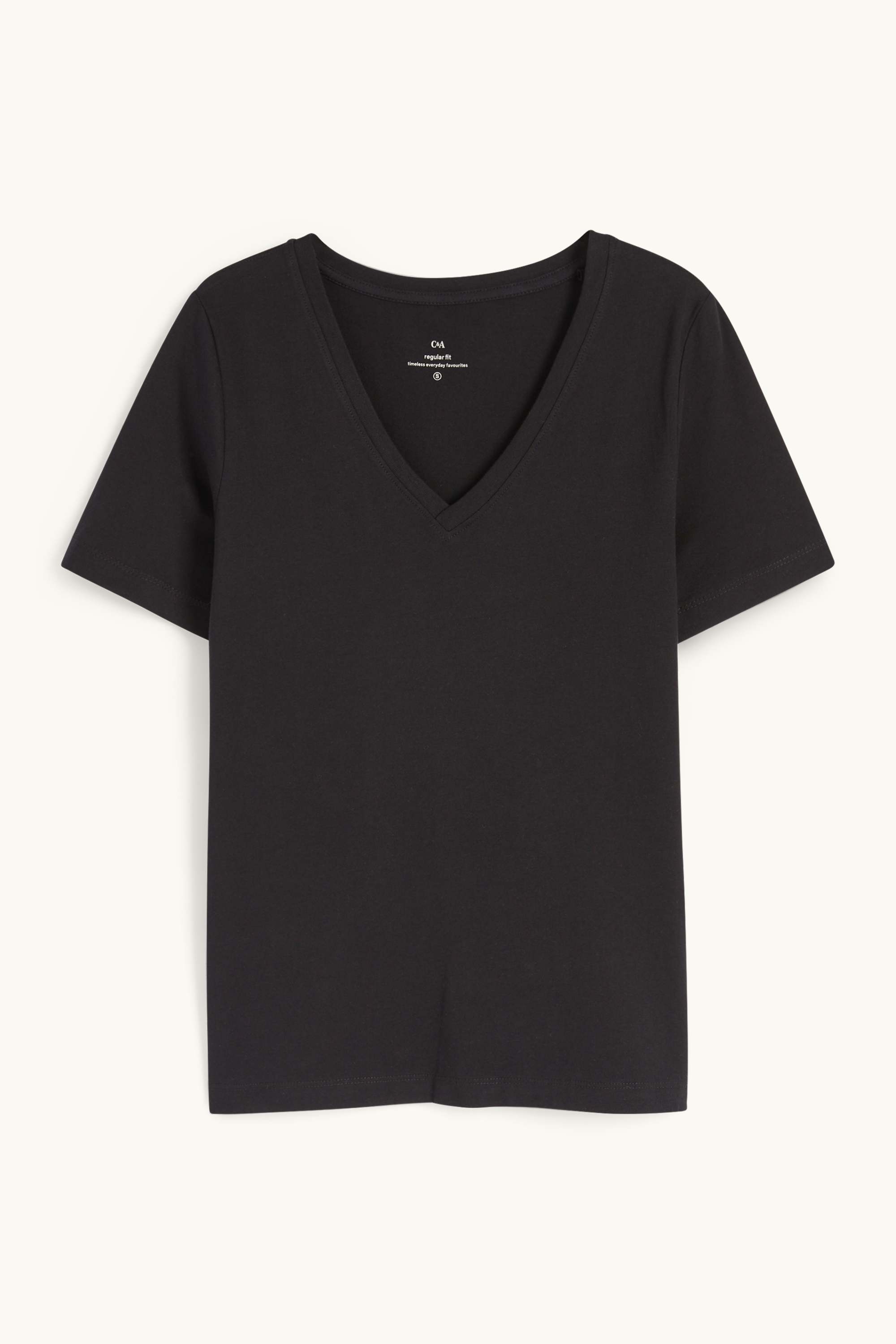 V-neck T-shirt - regular fit black