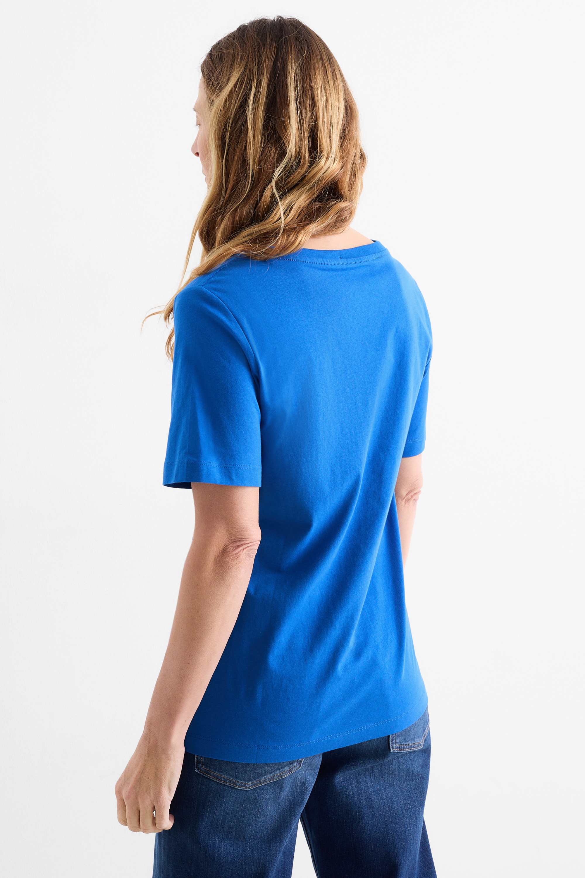 V-neck T-shirt - regular fit blue