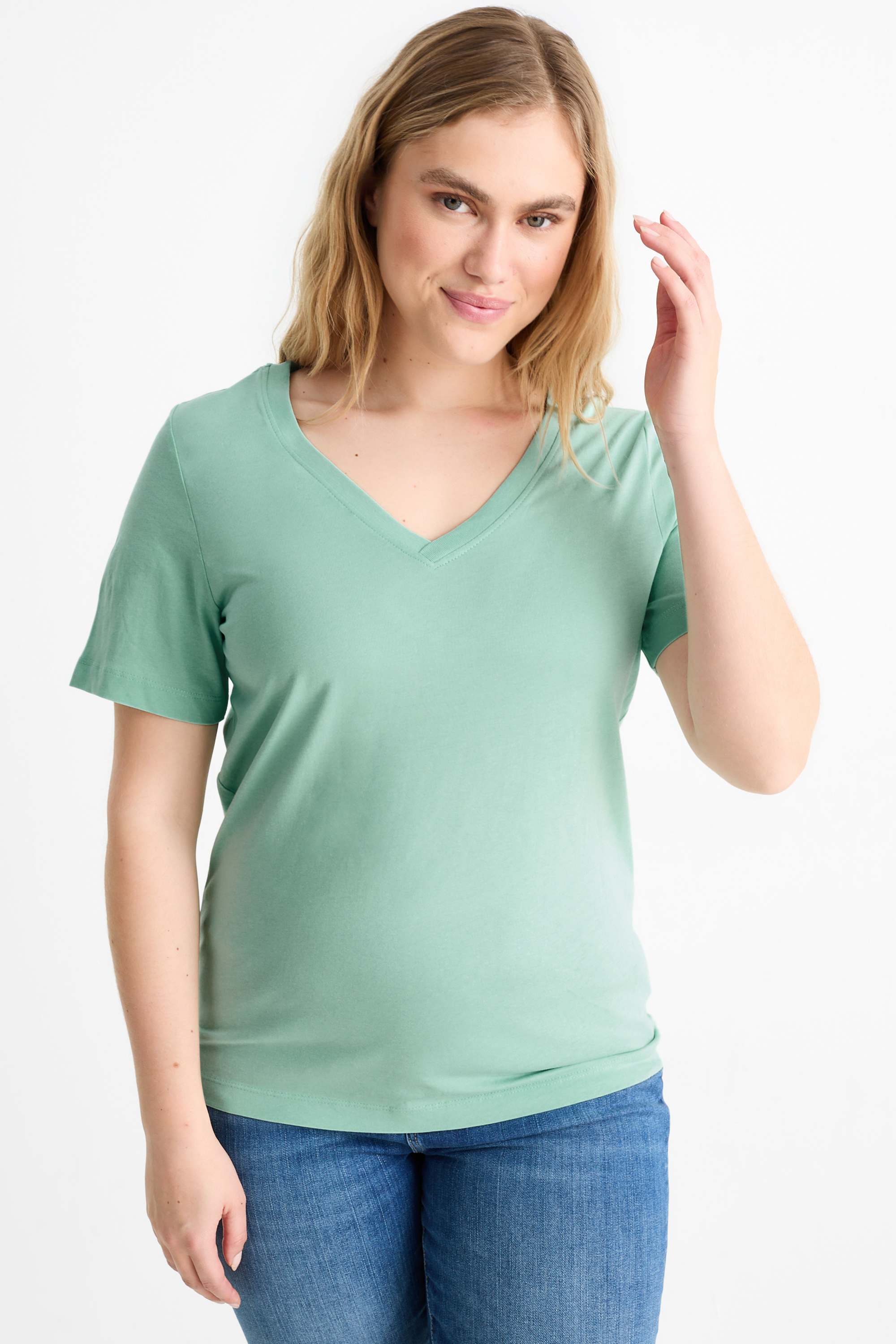 V-neck T-shirt - regular fit mint green