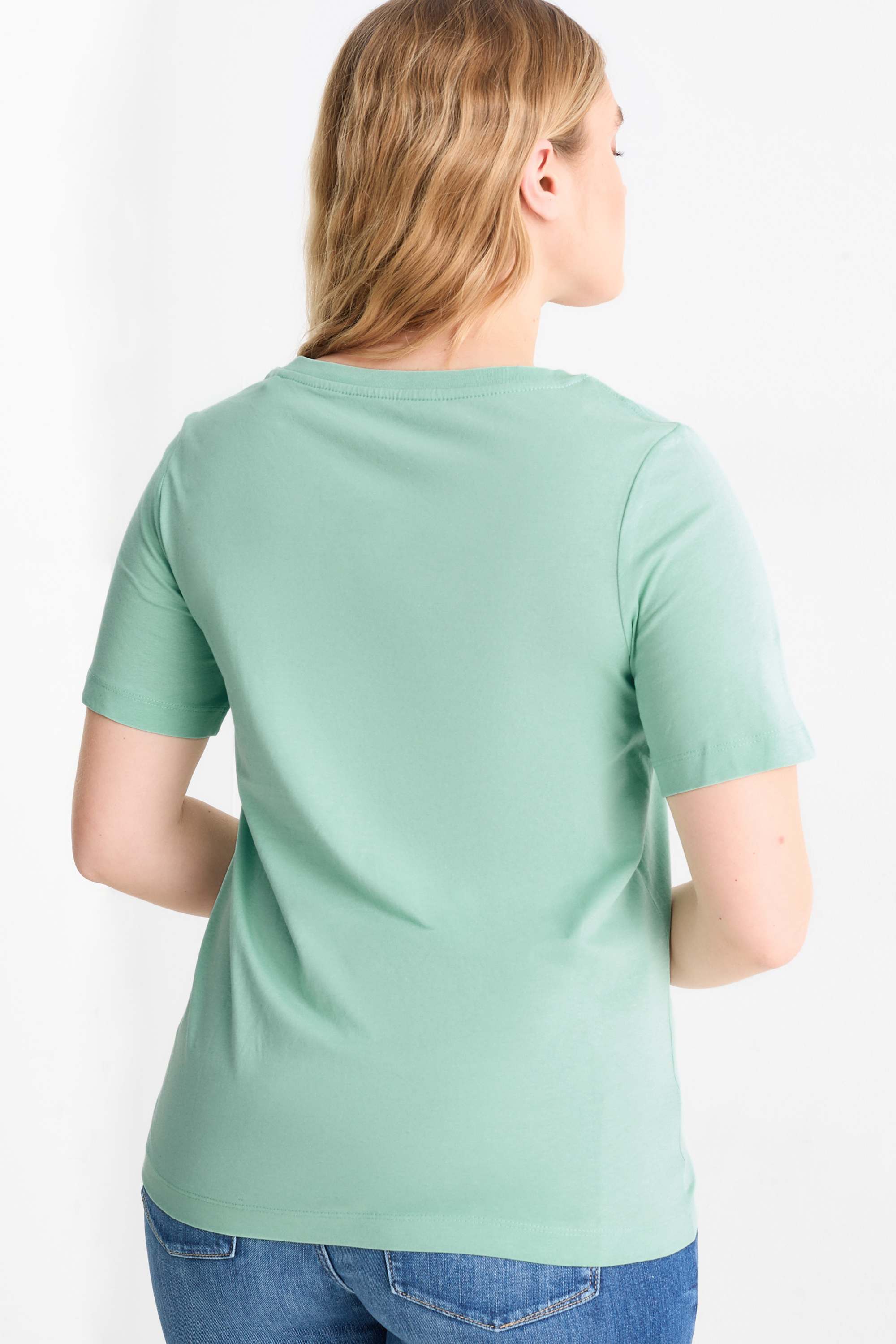 V-neck T-shirt - regular fit mint green