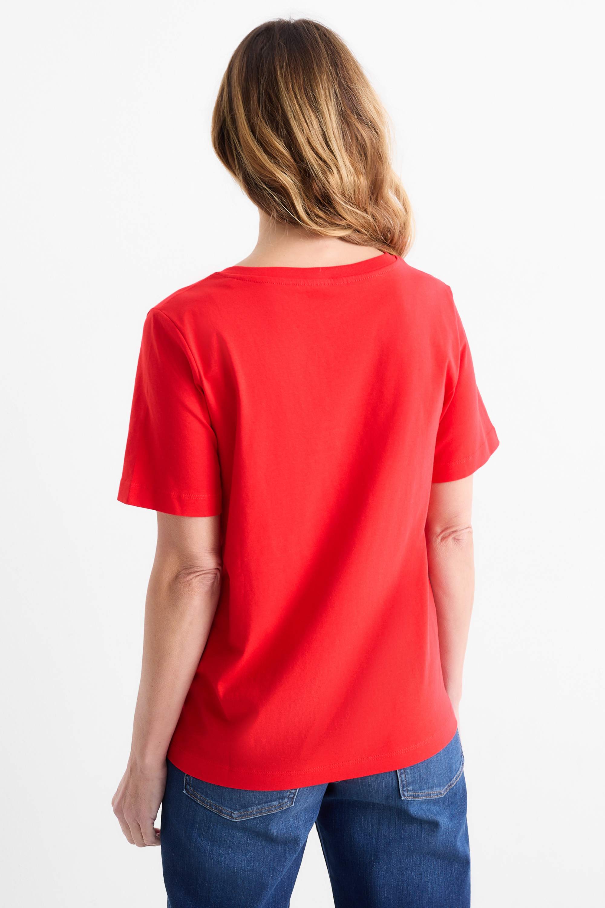 V-neck T-shirt - regular fit red