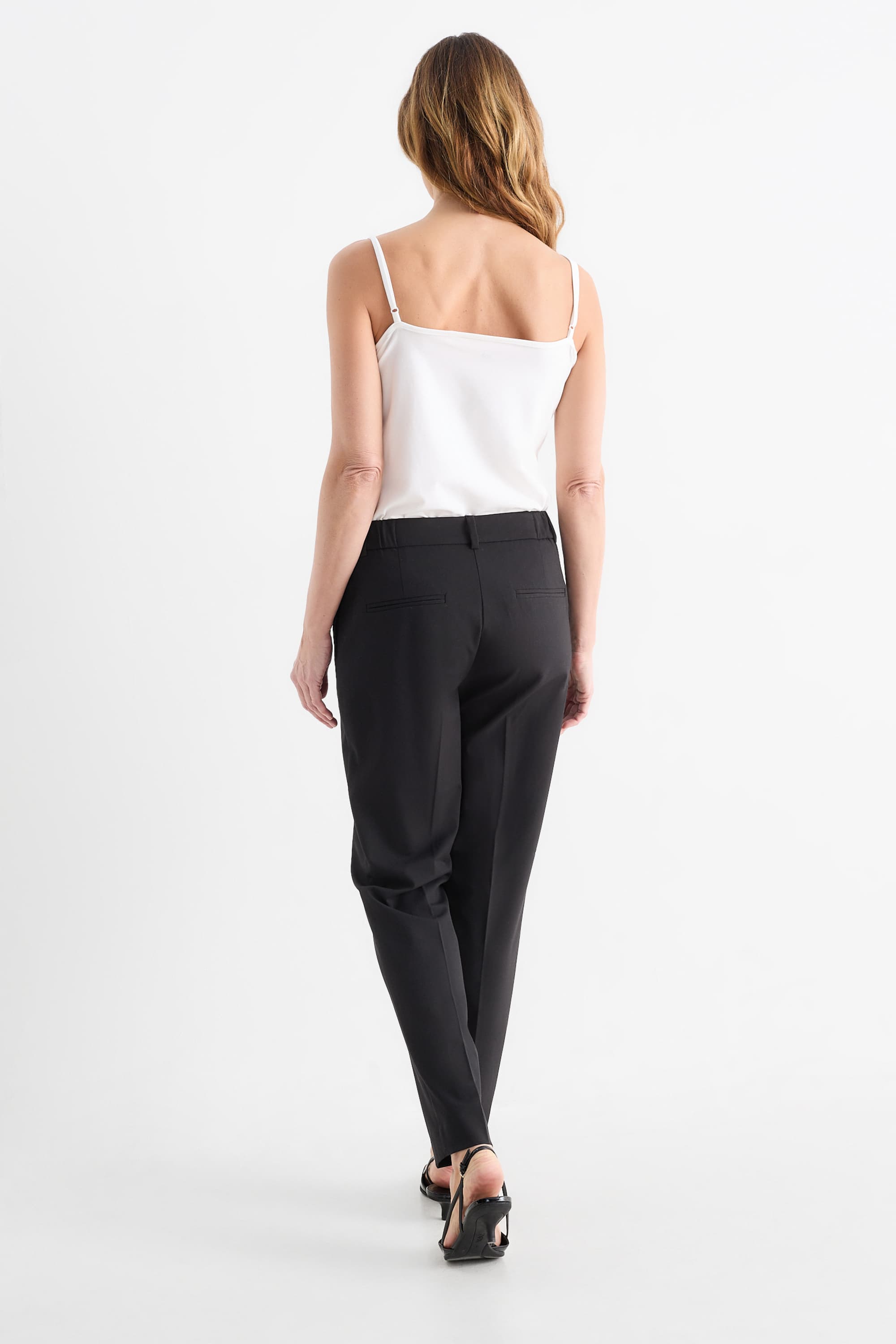 Business trousers - mid-rise waist - slim fit black