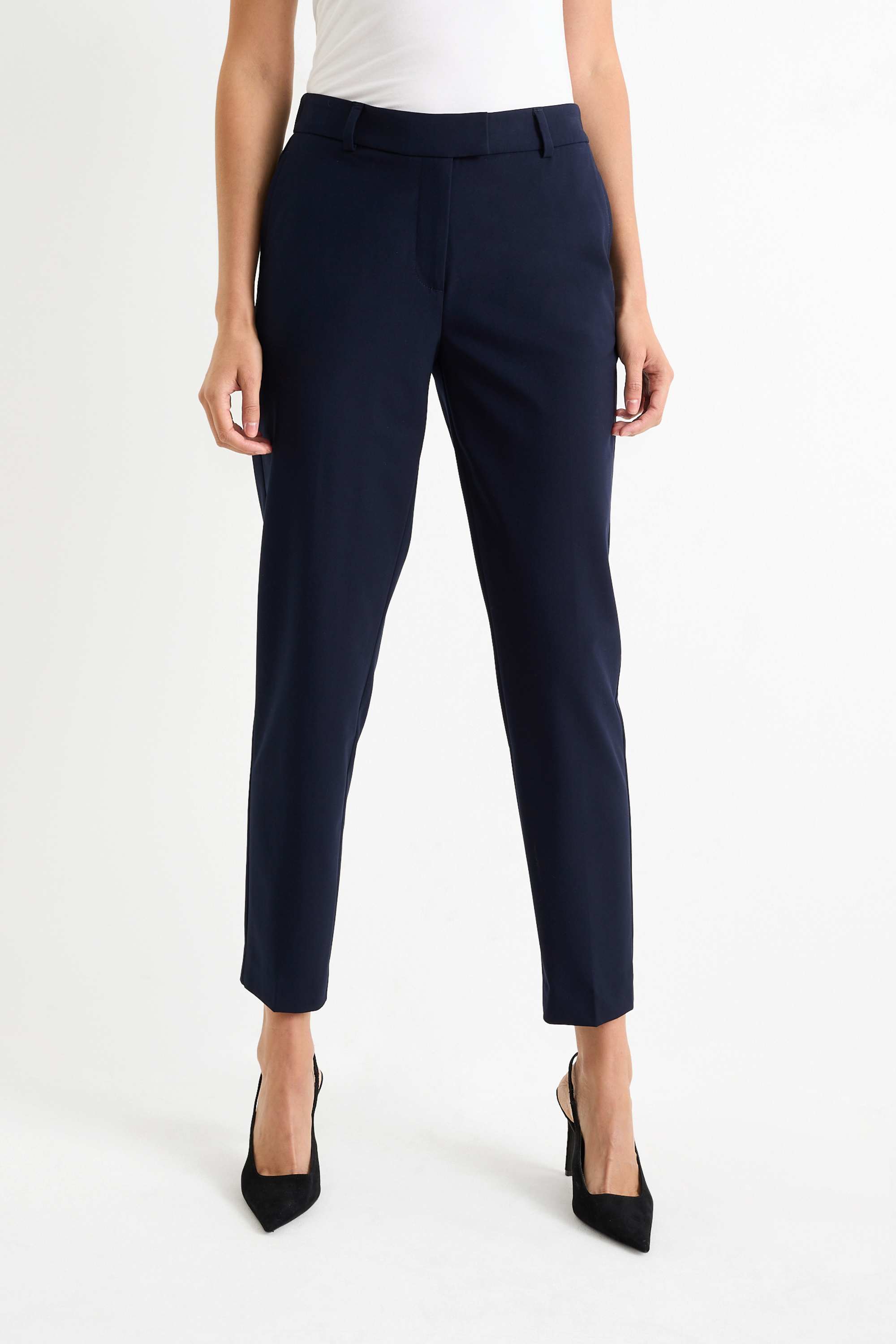 Business trousers - mid-rise waist - slim fit dark blue