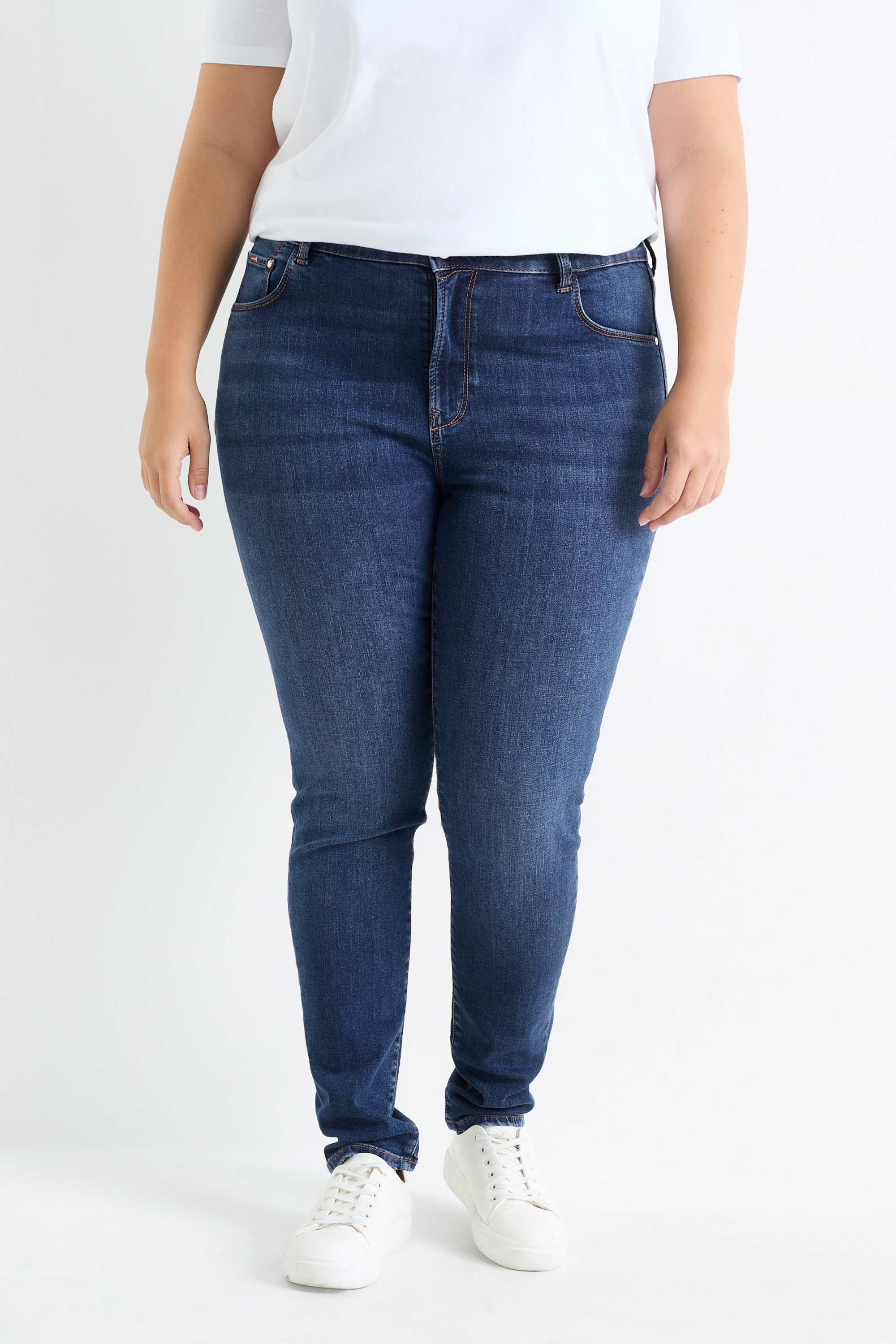 Skinny jeans - mid-rise waist - shaping jeans - LYCRA® blue denim