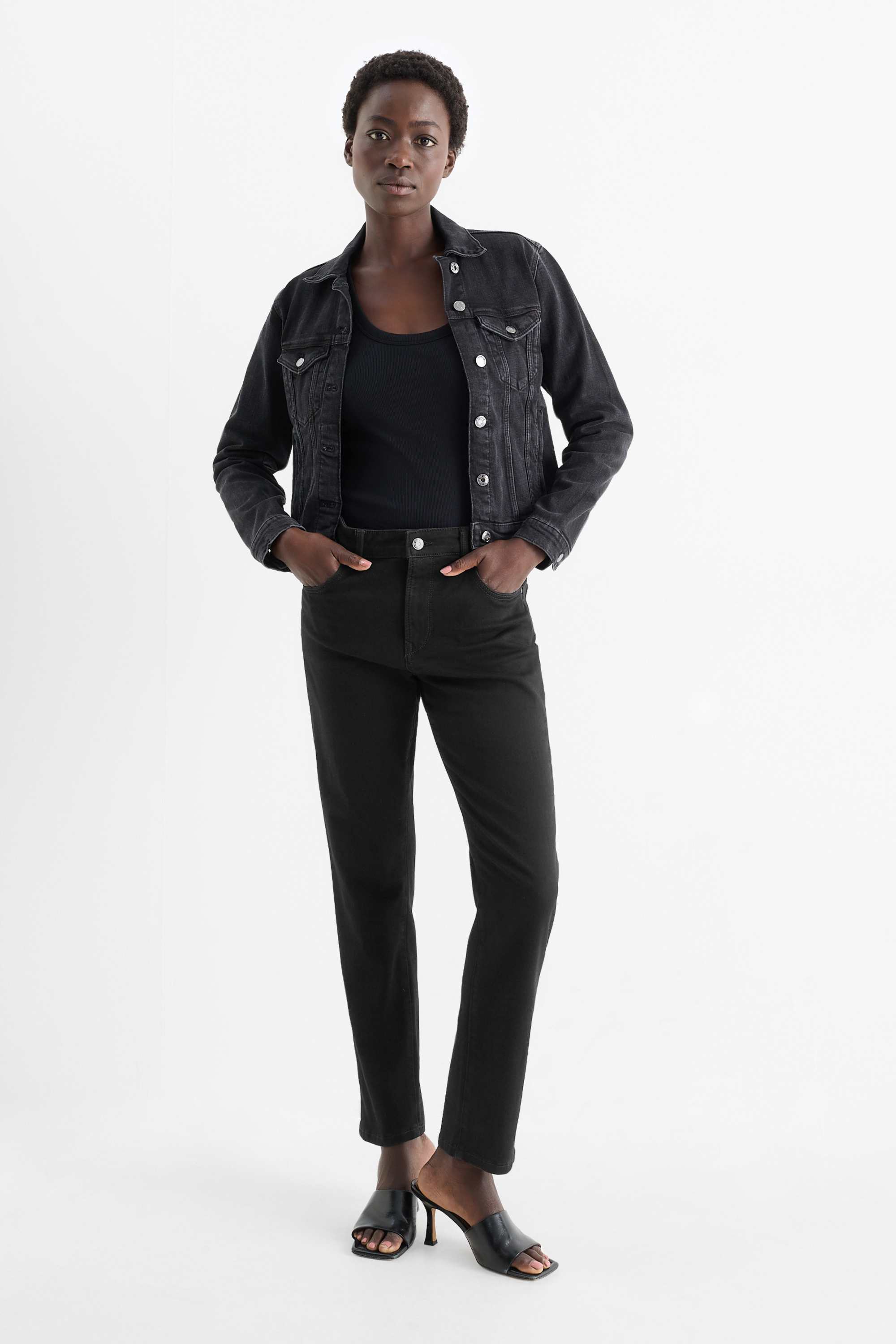 Slim jeans - mid-rise waist - shaping jeans - LYCRA® black
