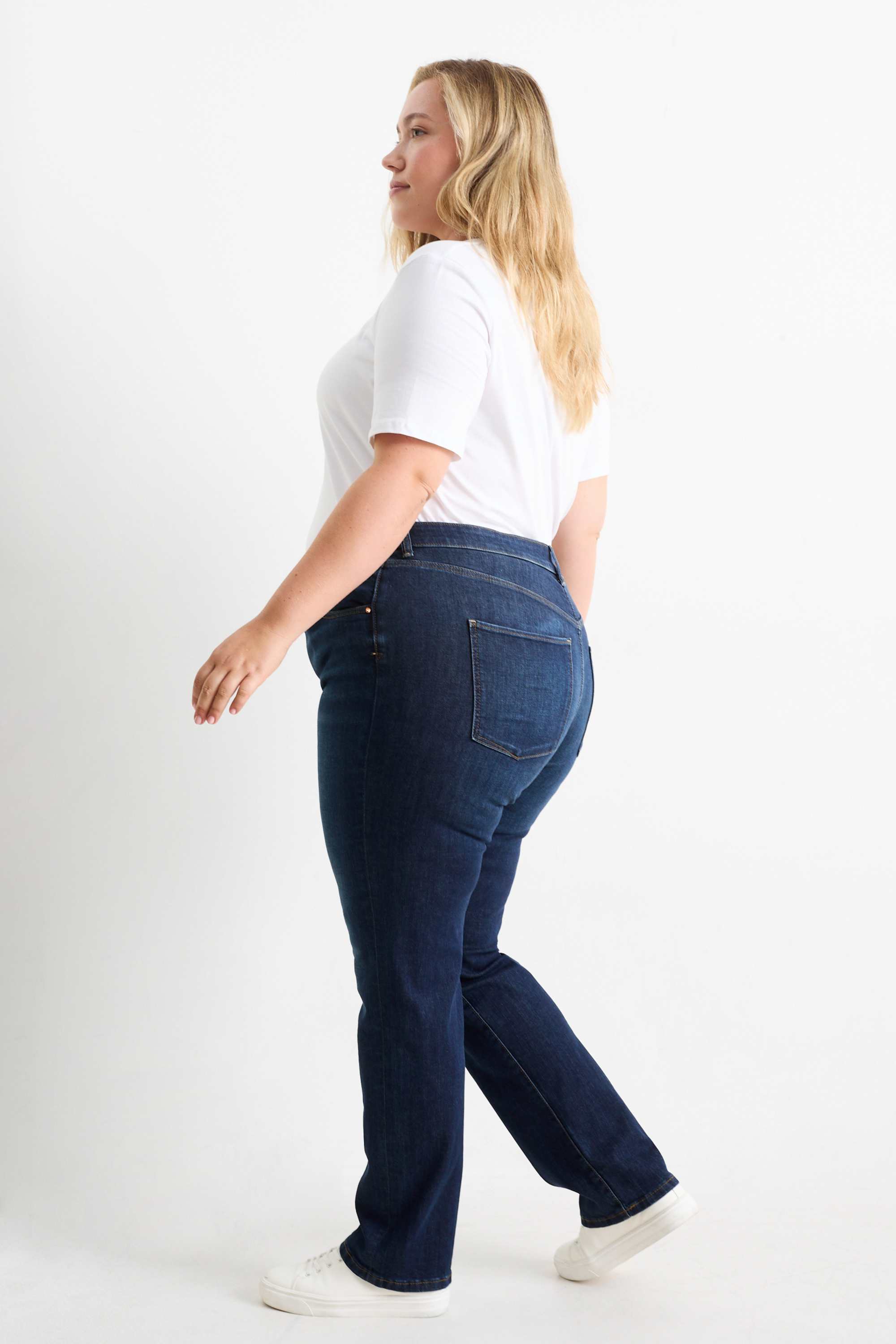 Straight jeans - mid-rise waist - LYCRA® denim-dark blue