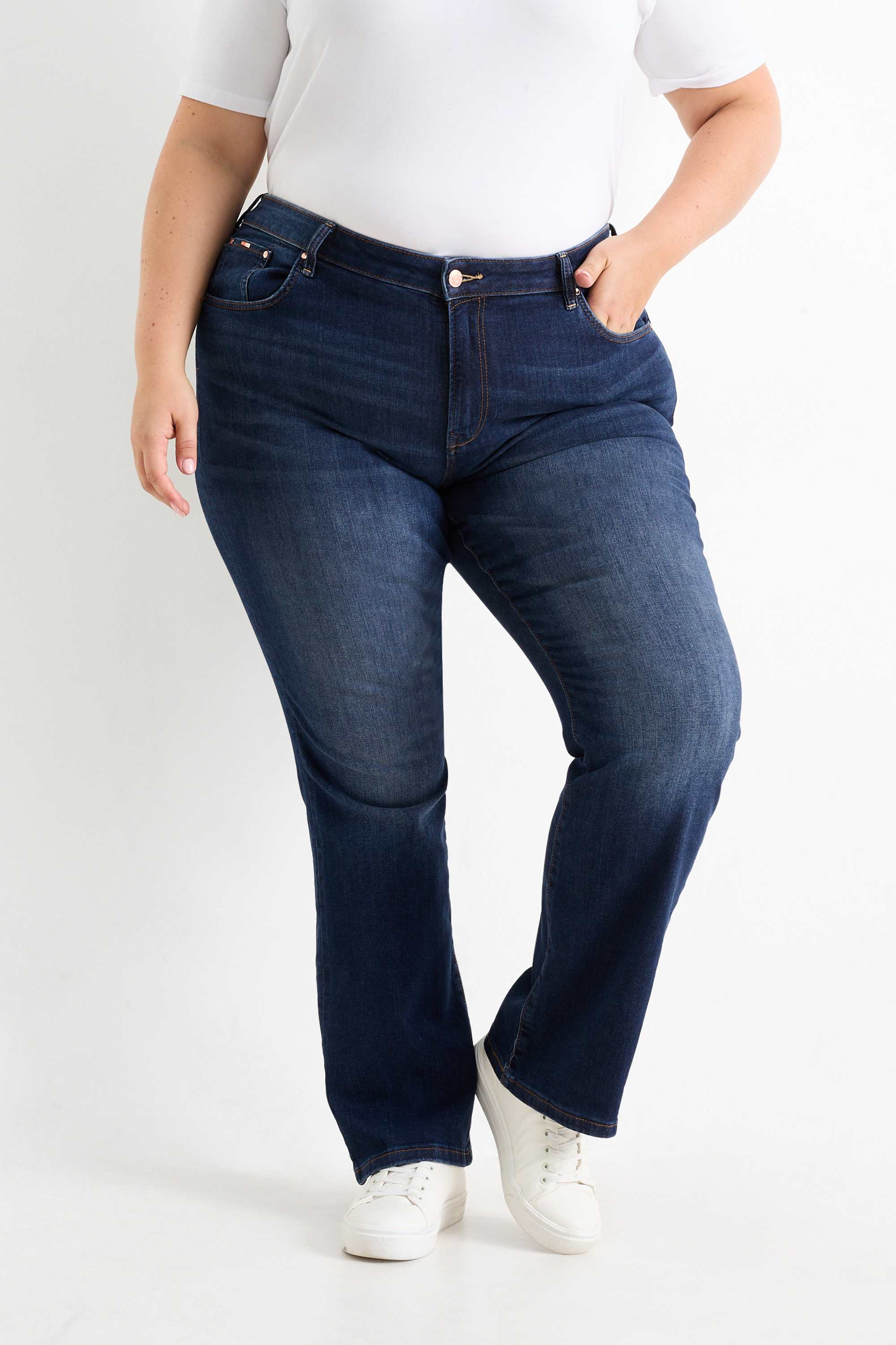 Bootcut jeans - mid-rise waist denim-dark blue