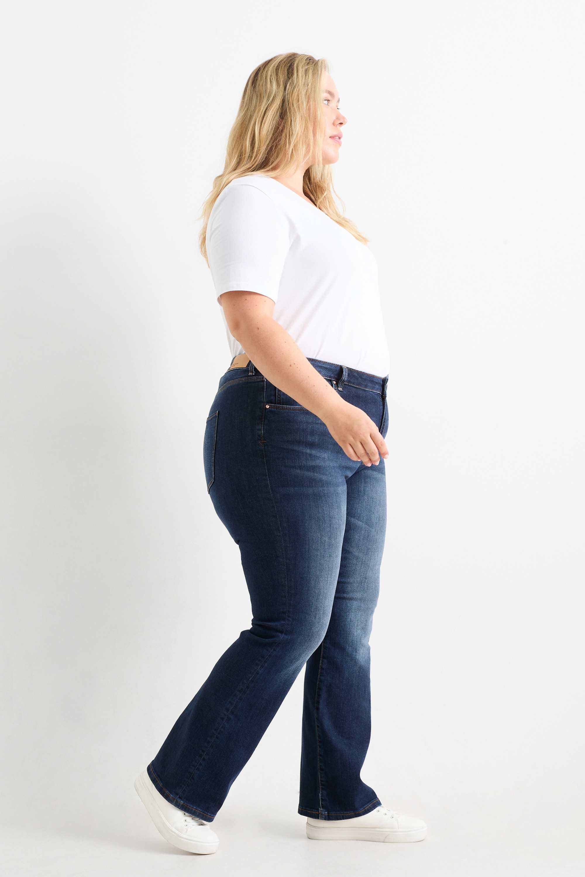 Bootcut jeans - mid-rise waist denim-dark blue