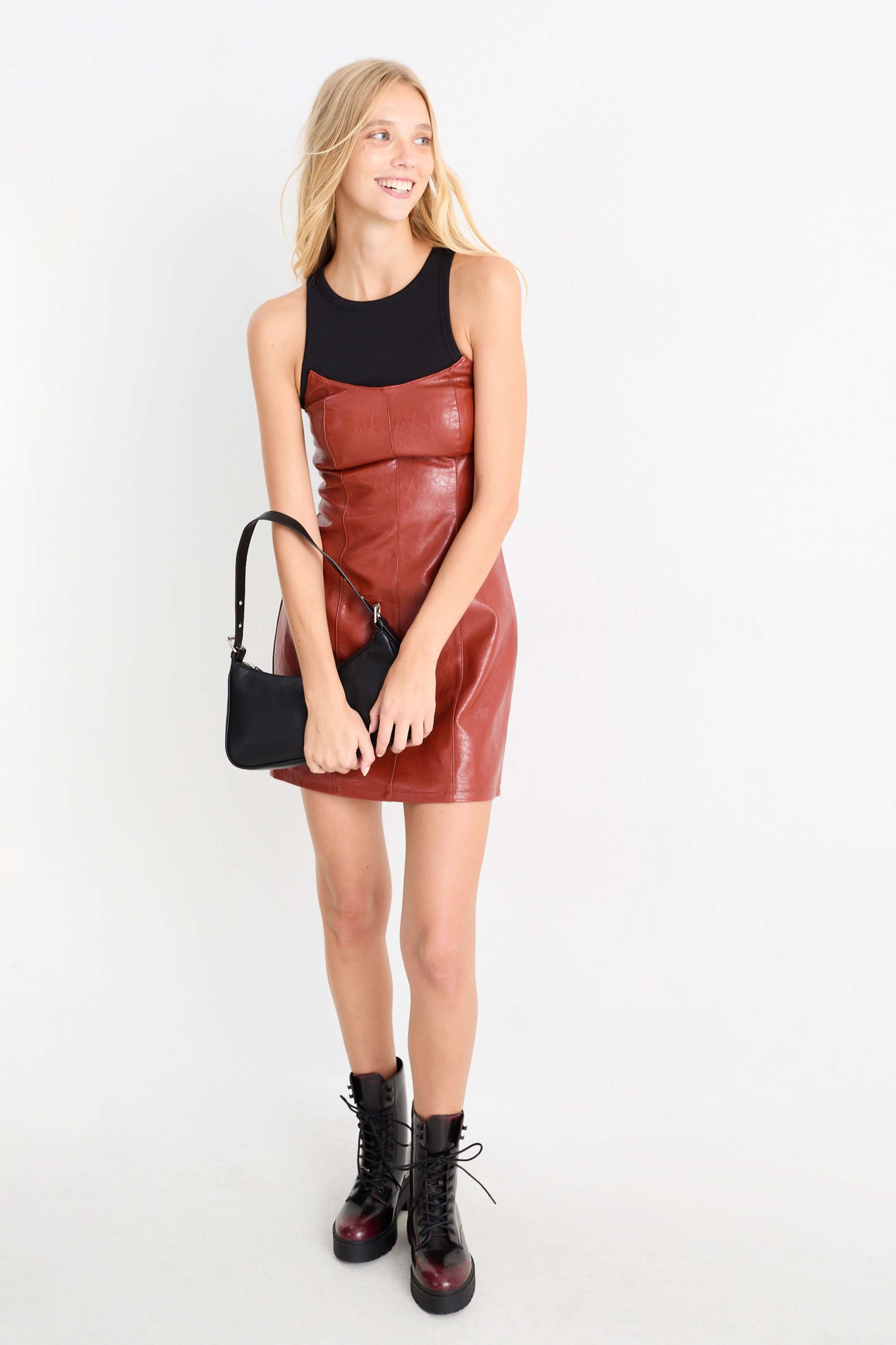 Bodycon dress - faux leather red