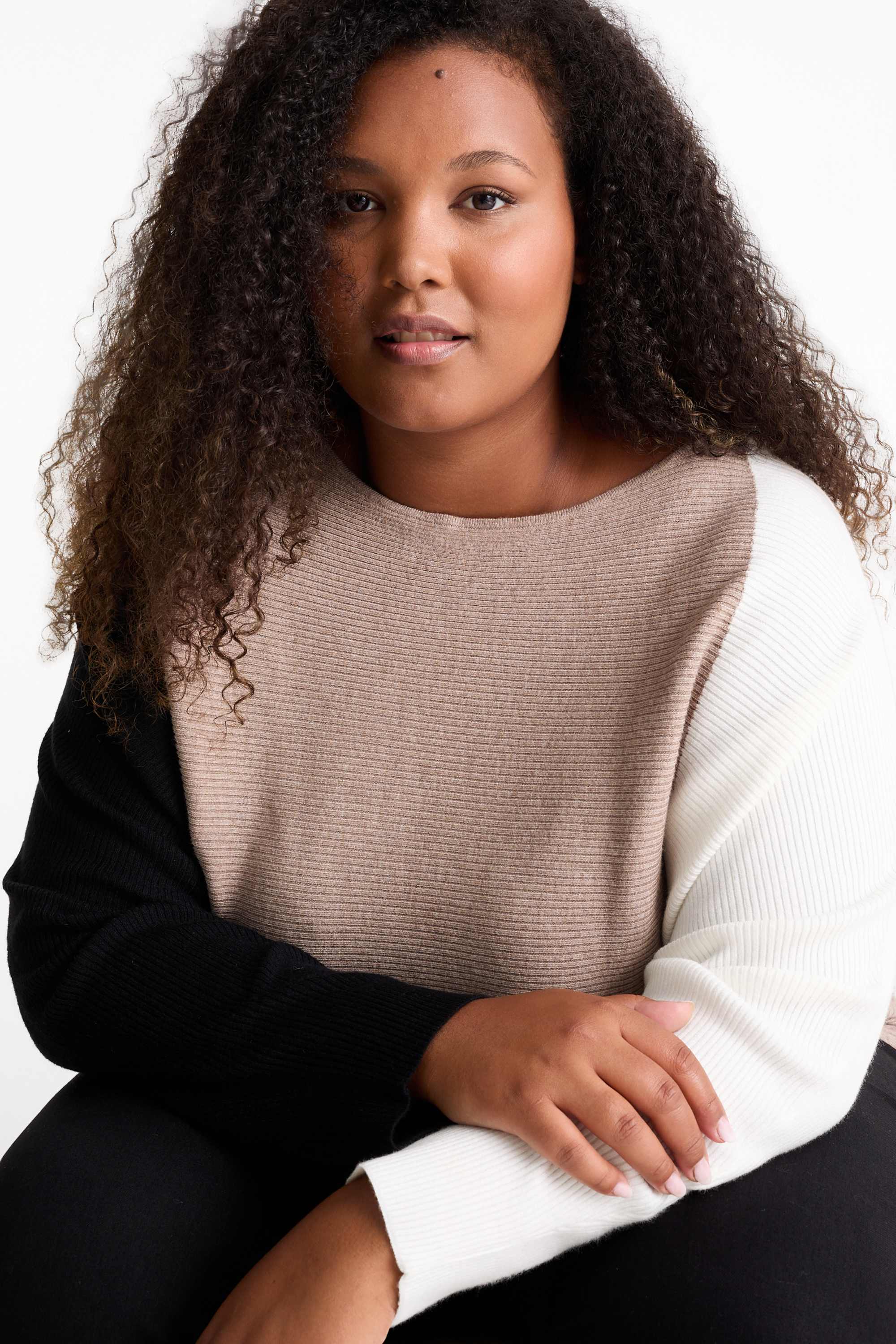 Jumper - ribbed beige