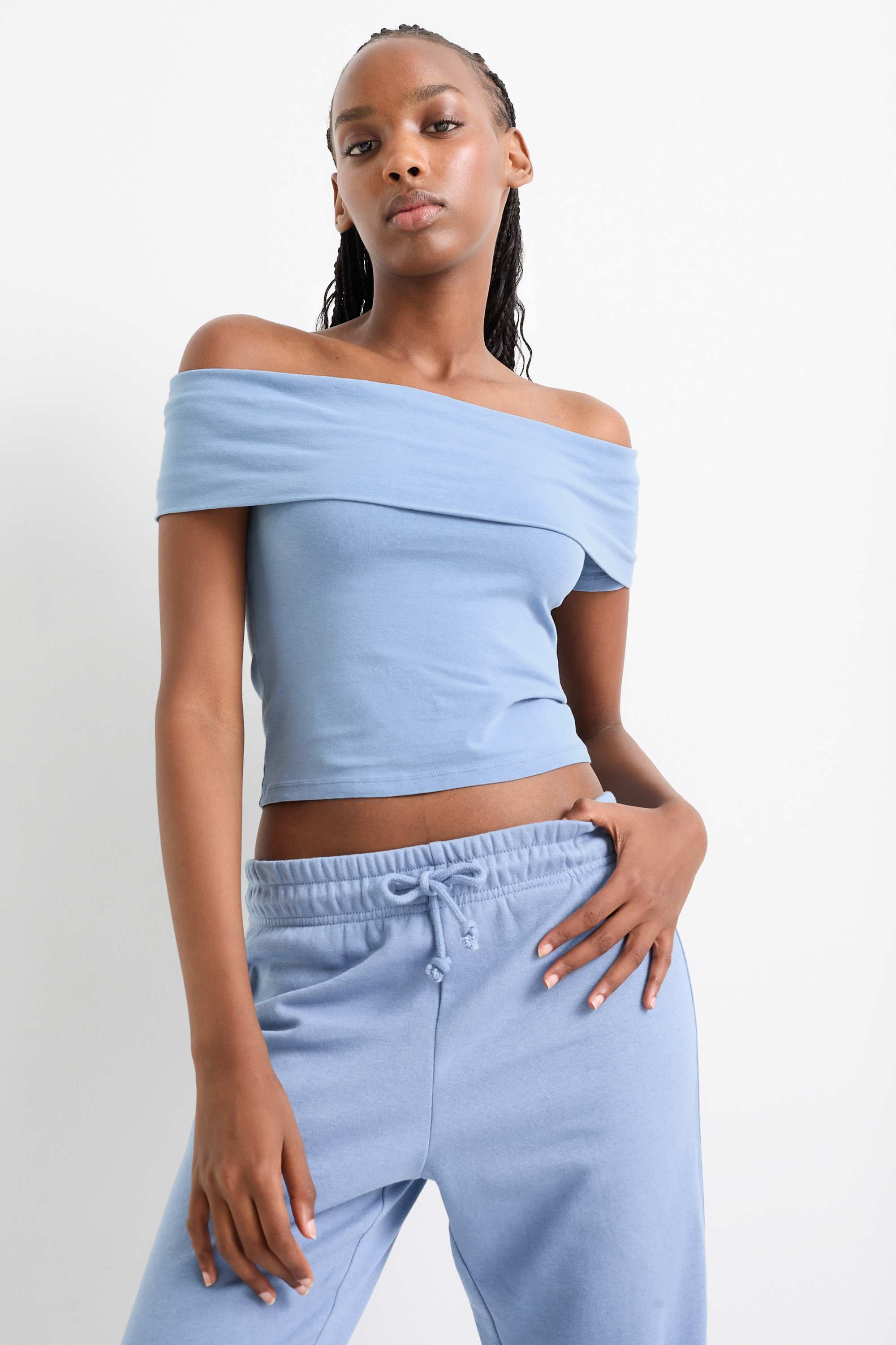 Cropped T-shirt light blue