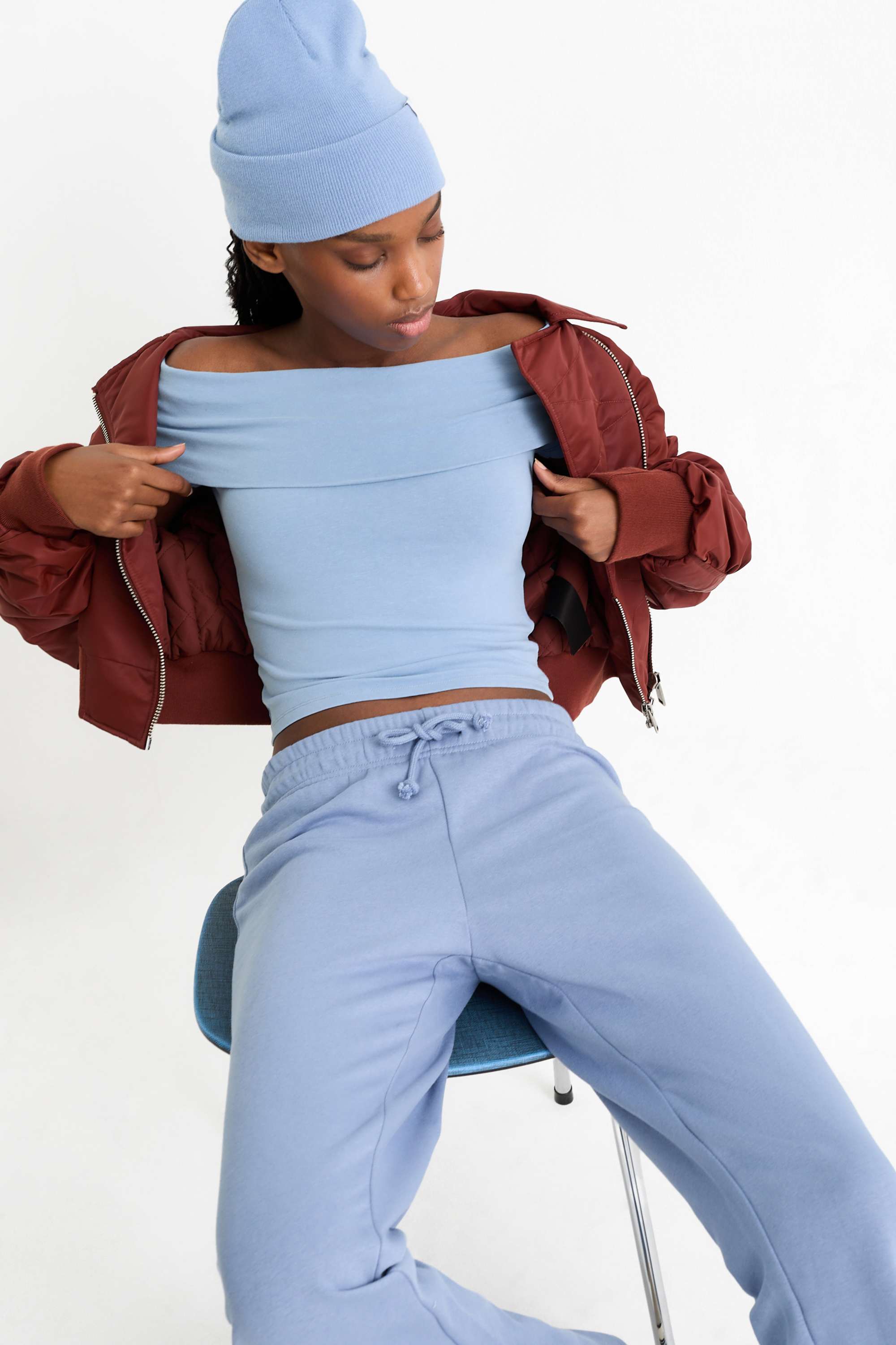 Cropped T-shirt light blue