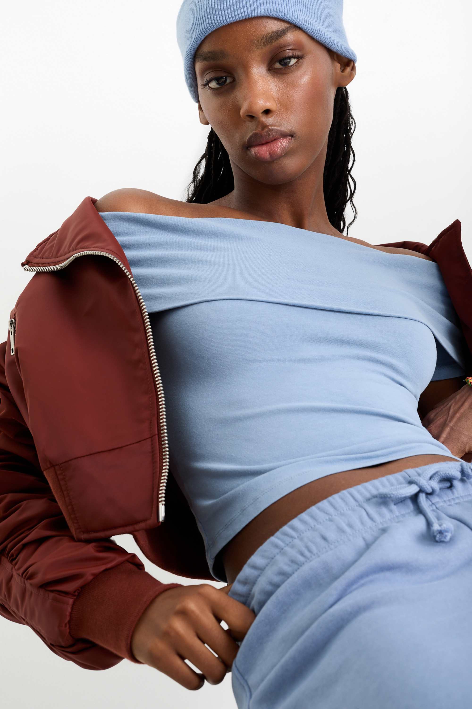 Cropped T-shirt light blue